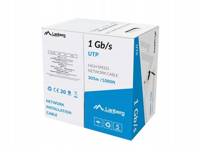 Lanberg Kabel Utp 1GB/S 305M Drut Cca Czarny LCU6-10CC-0305-BK