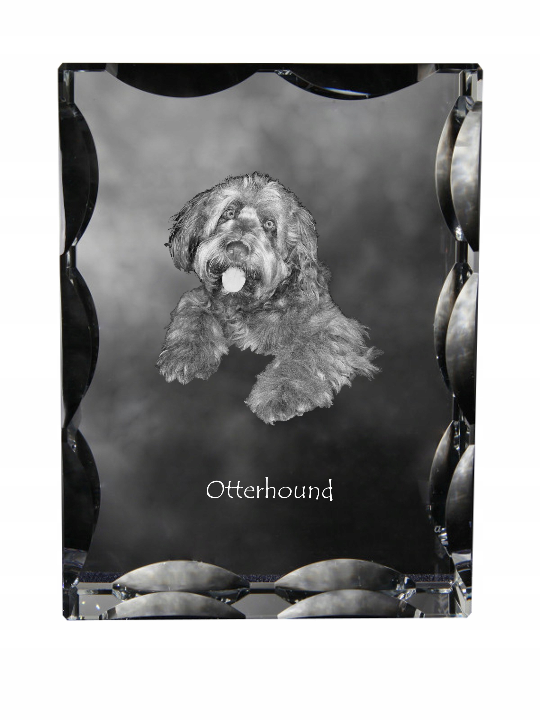 Otterhound fotografia psa v ozdobnom kryštáli, suvenír, dekorácia domu