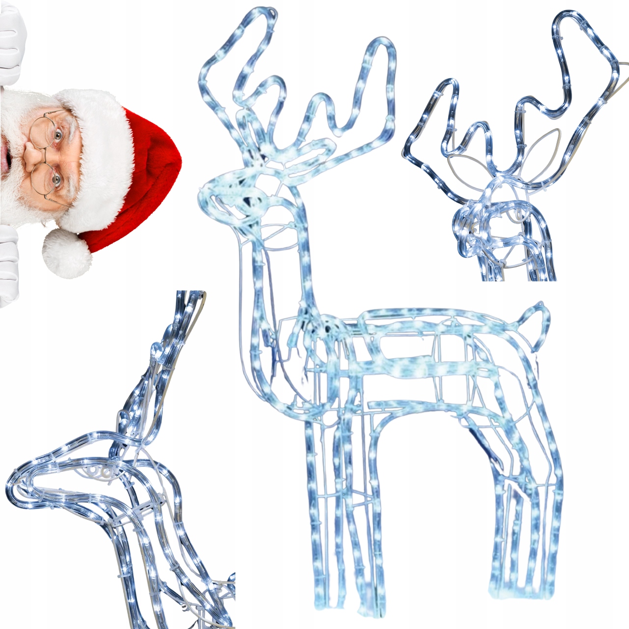 Svítící Sob 216LED Vánoční Ozdoba S Pohyblivou Hlavou Velký Zahradní