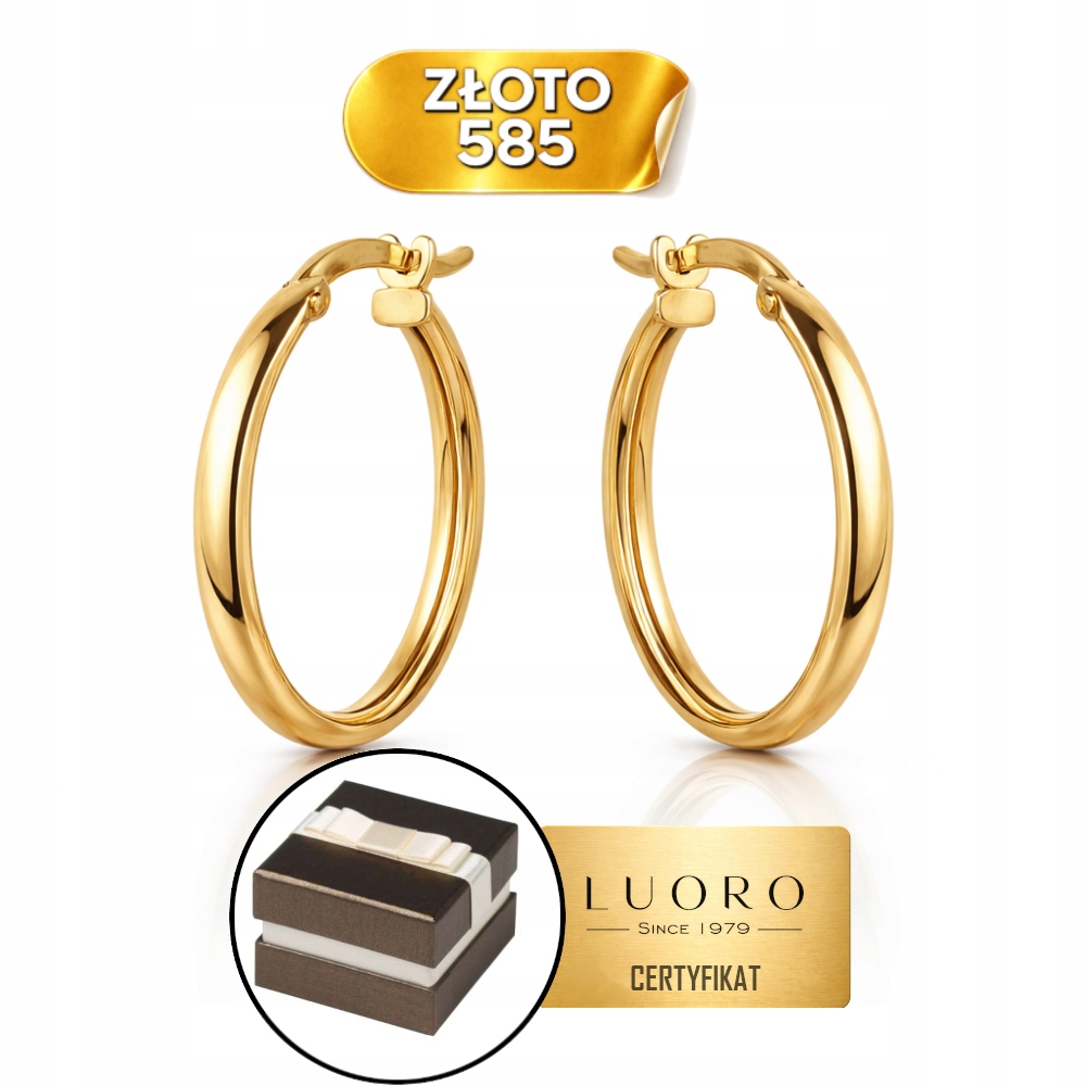 Náušnice Zlaté 585 14K Kolečka 27 MM Na Anglickém Zapínání Elegantní