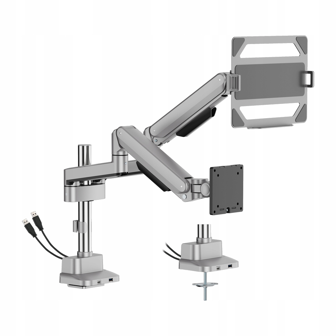 2w1 Uchwyt do monitora i laptopa Vesa Usb 21kg 17-35" Spacetronik biurkowy