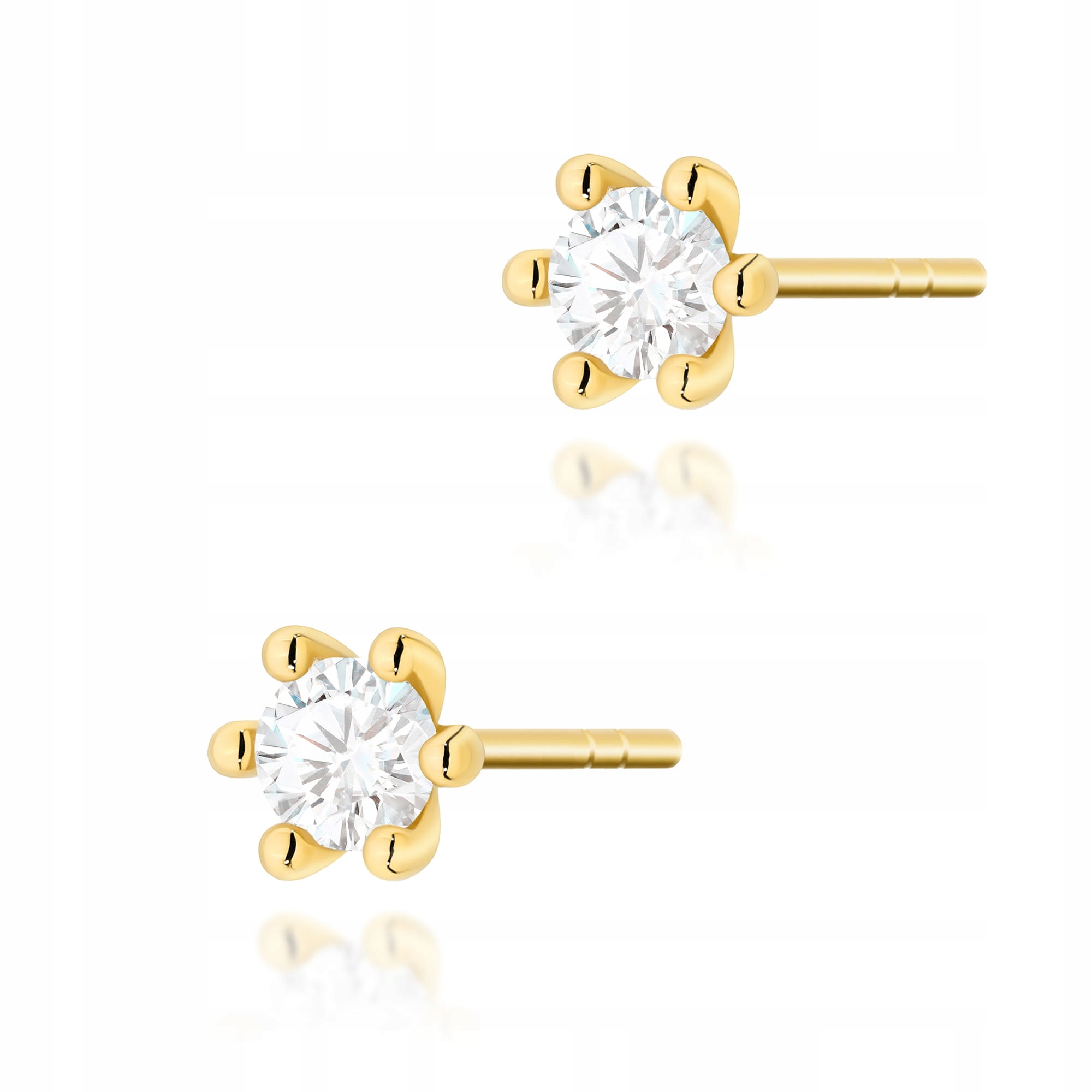 Zlaté Náušnice 585 s diamanty 2 x 0,15ct pro ženy jako dárek 14k