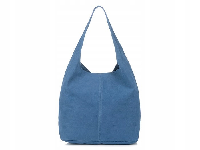 Semišová kožená kabelka přes rameno s kapsou, modrá N88