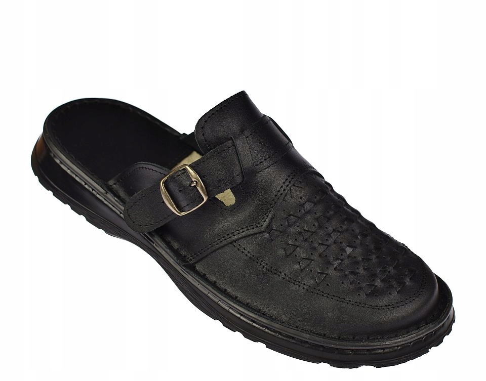 Pánské pantofle Polské přírodní lícová kůže KLS-023 bk vel