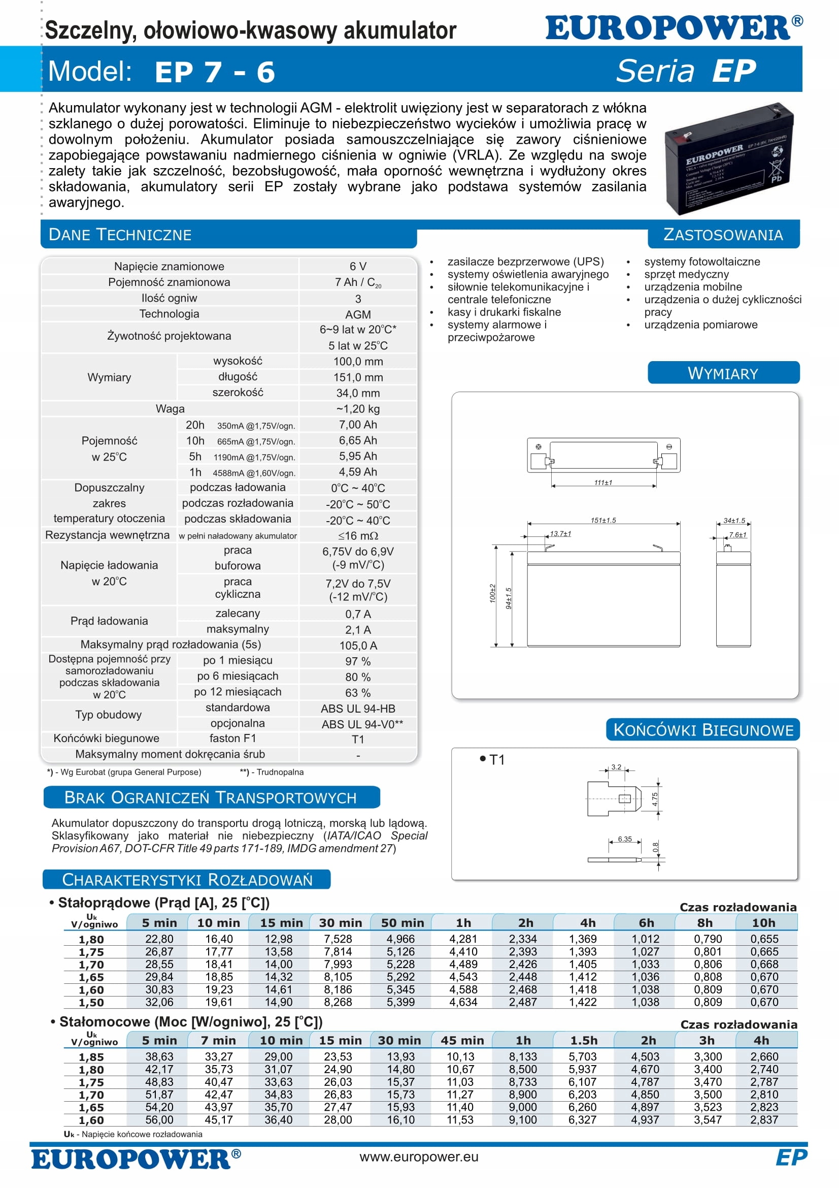 RBC34 RBC 34 #34 ZESTAW AKUMULATORÓW PAKIET BATERII DO UPS APC 4x EP 7-6 Producent Europower