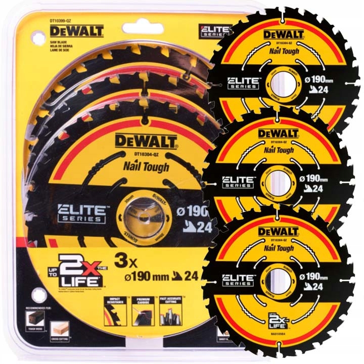 Set 3x kotoučová pila Extreme 190x24zx30 DT10399 s vidlicí Dewalt