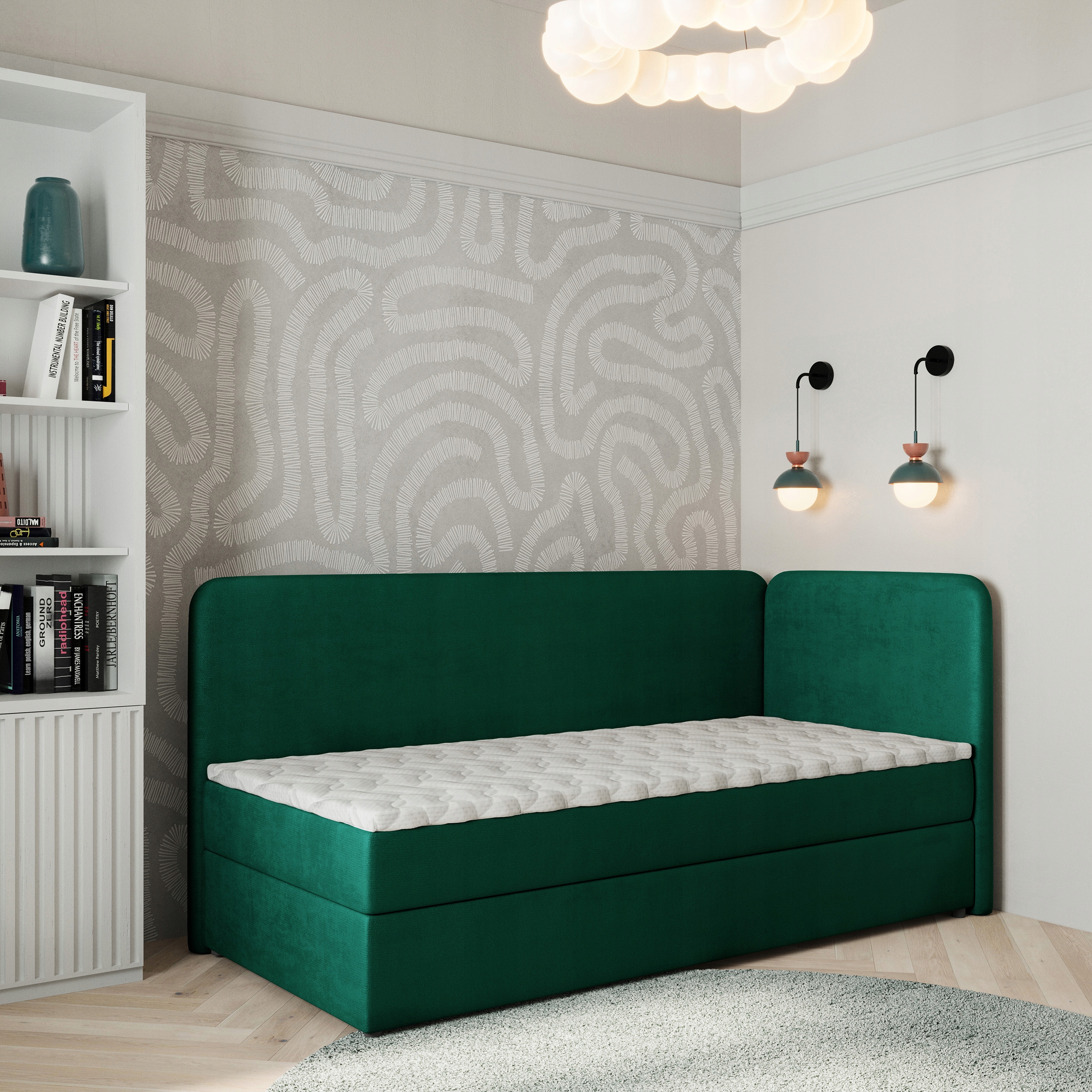 Postel Pro Mláděž Gina 80x200 cm s matrací, jednolůžko, zelená barva