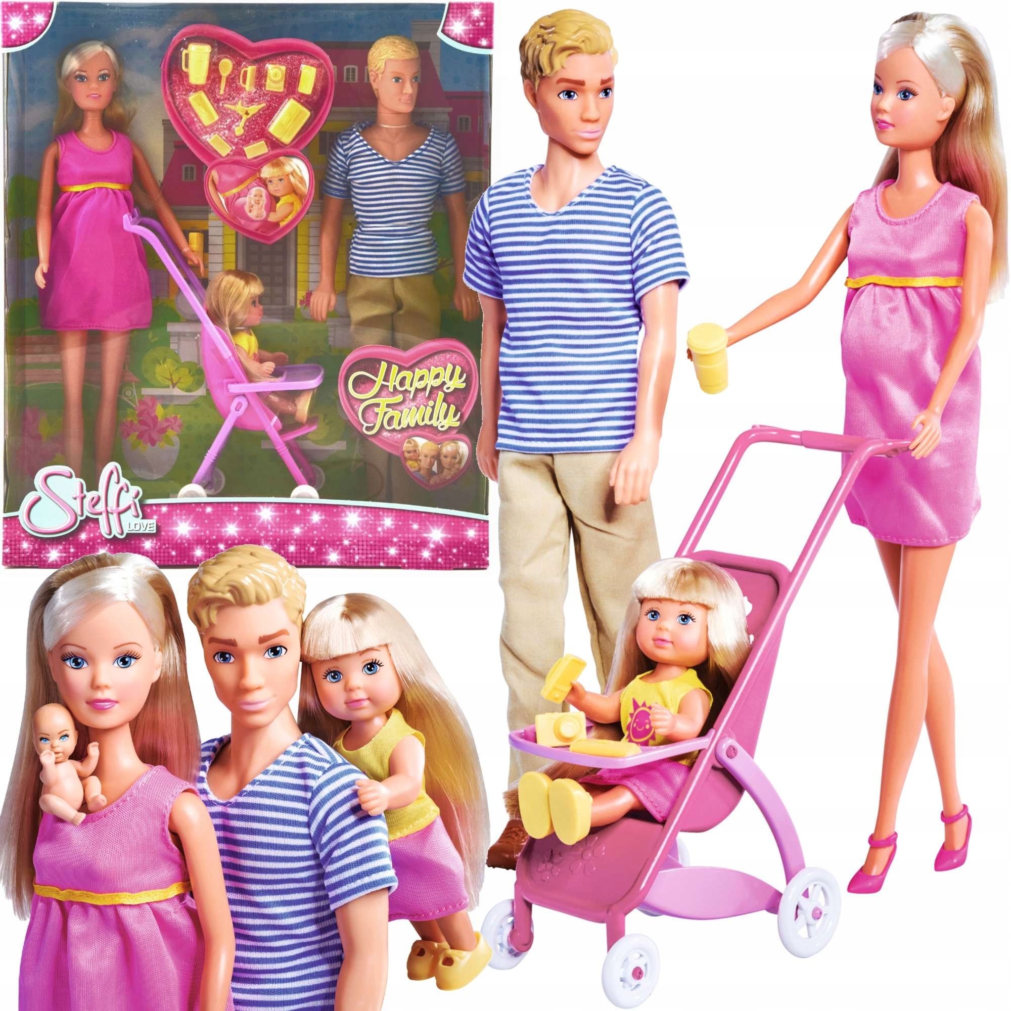 Большой набор счастливая семья кукла Штеффи беременная Кевин ЭВИ малыш коляска