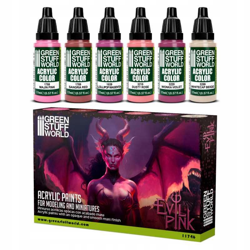 Green Stuff Paint Set Evil Pink barvy 6 Ks.