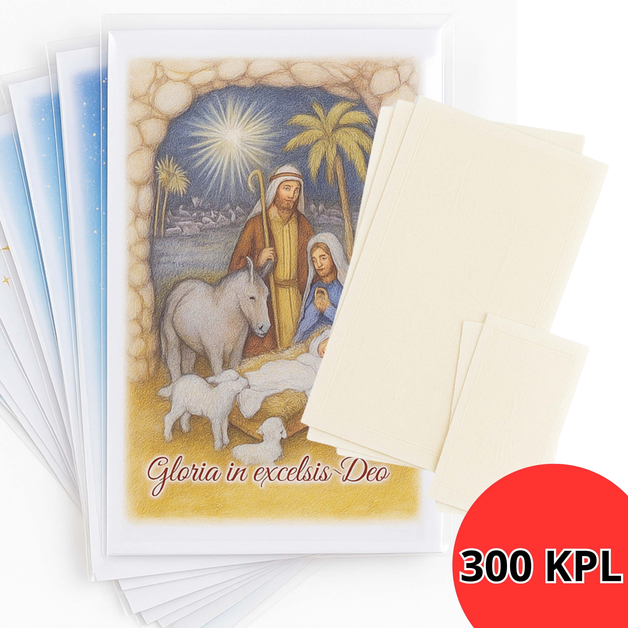 Opłatki Wigilijne 300 Zestawów: 3 Duże 2 Małe Opłatki W Kopercie I Folii