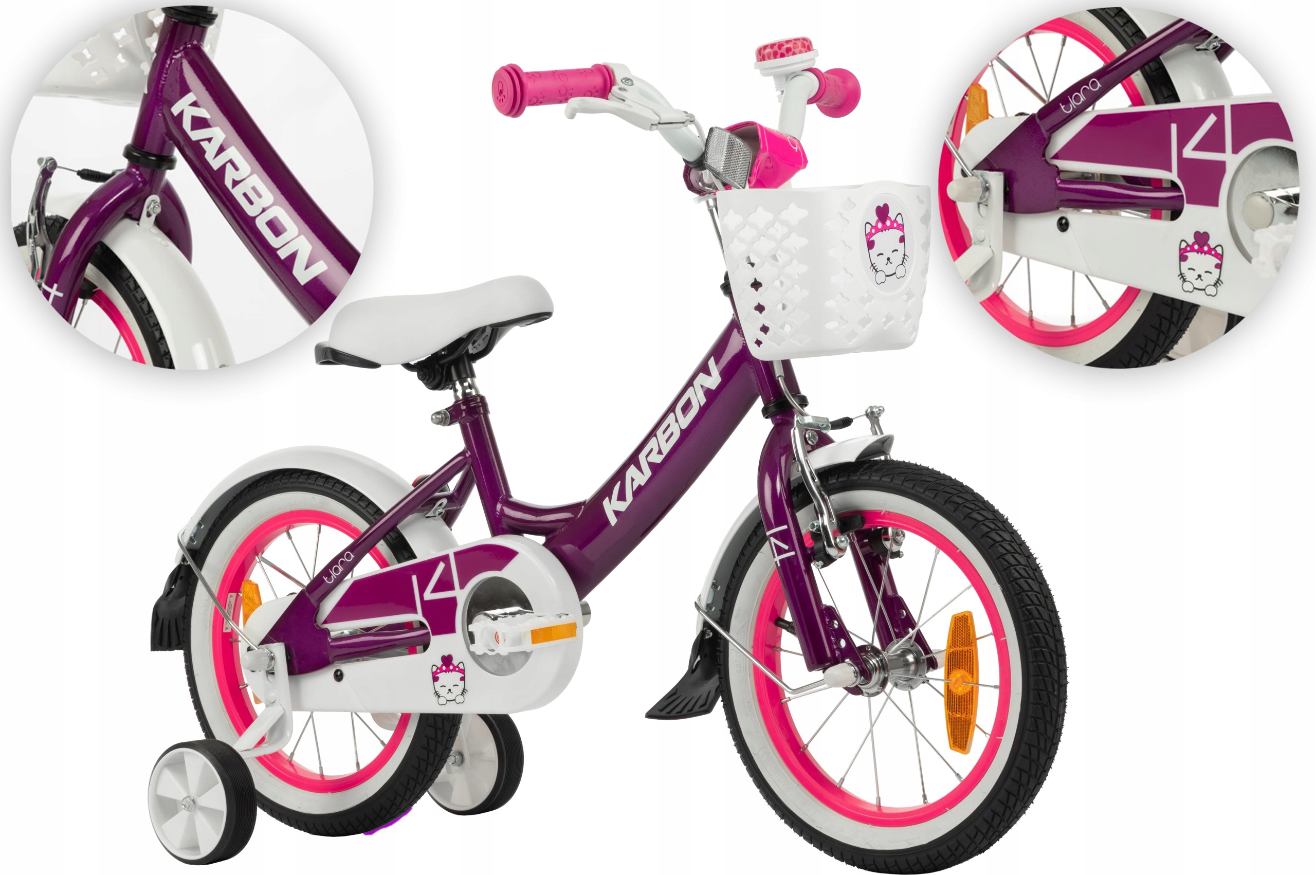 Rower dziecięcy 14" Karbon Tiara fioletowy R25