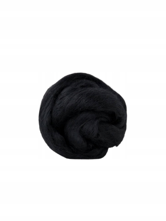 Česací vlna merino 19mic Černá 500g