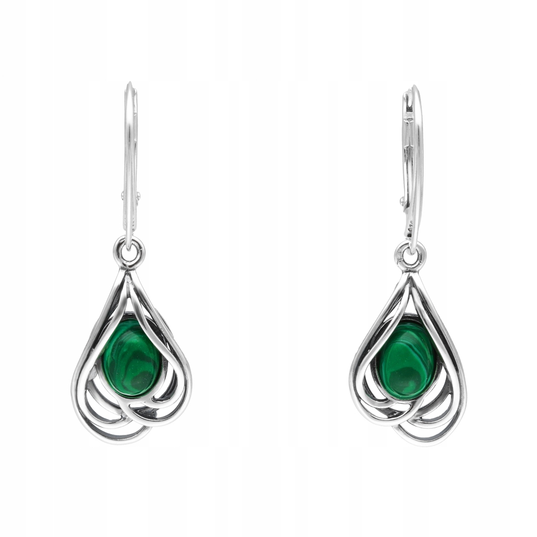 Stříbrné náušnice s malachitem elegantní šperky stříbro 925 dárek