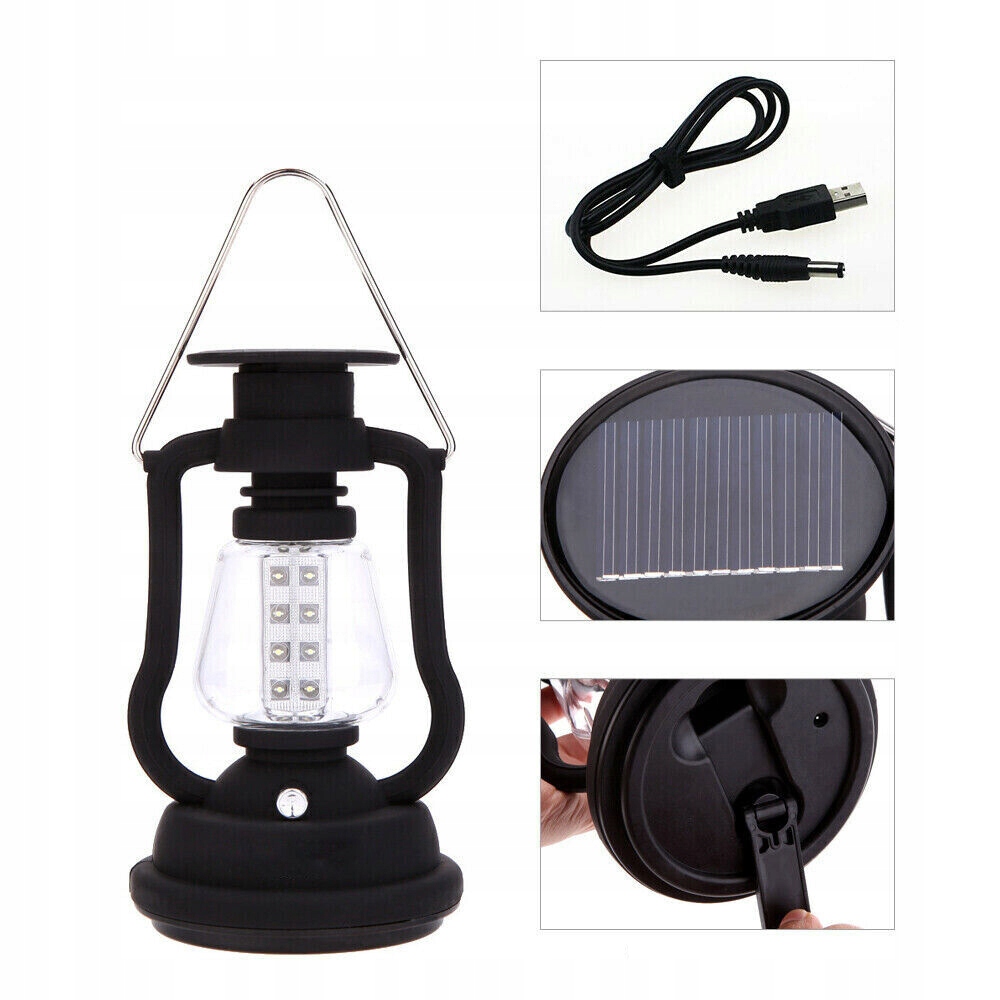 Lampa Kempingowa Led 3W Z Możliwością Ładowania Na Energię Słoneczną Usb