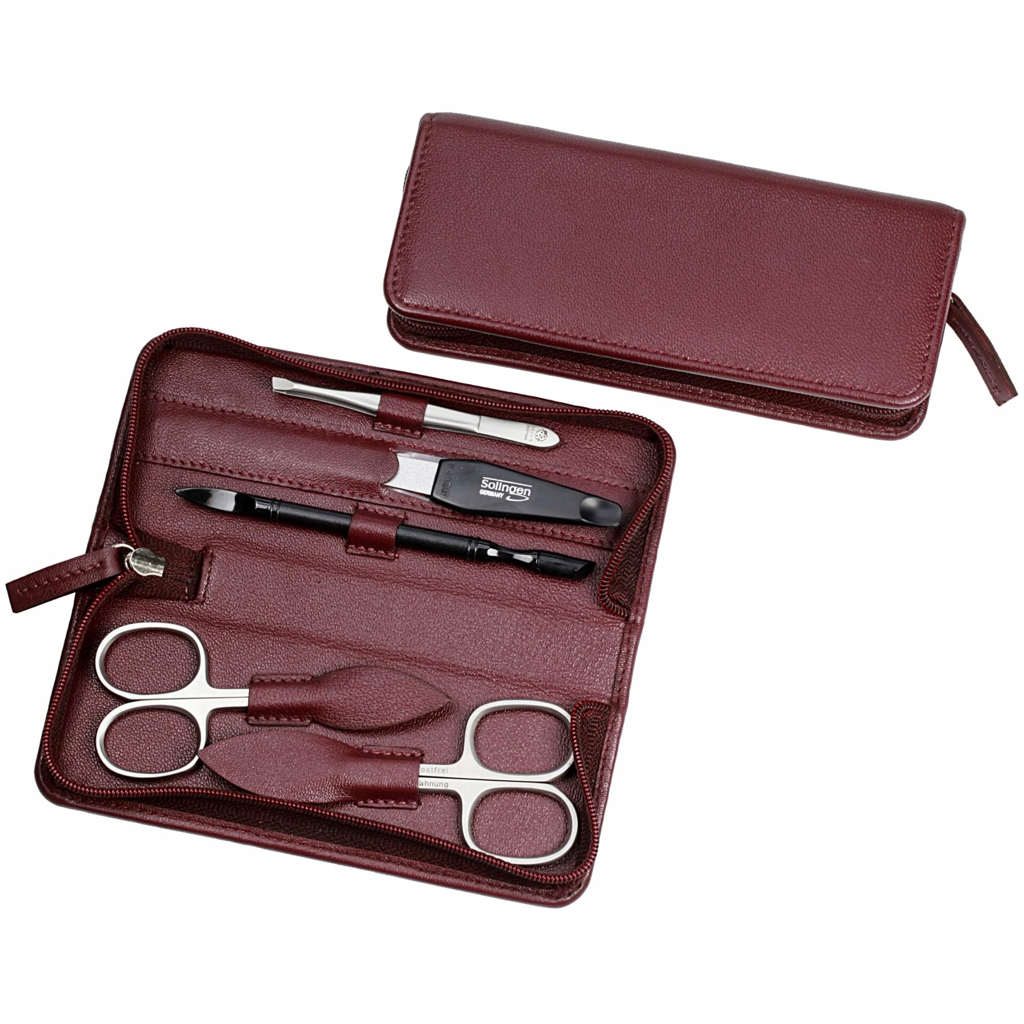 Zestaw manicure 5w1 Hans Kniebes Solingen w etui burgundowym