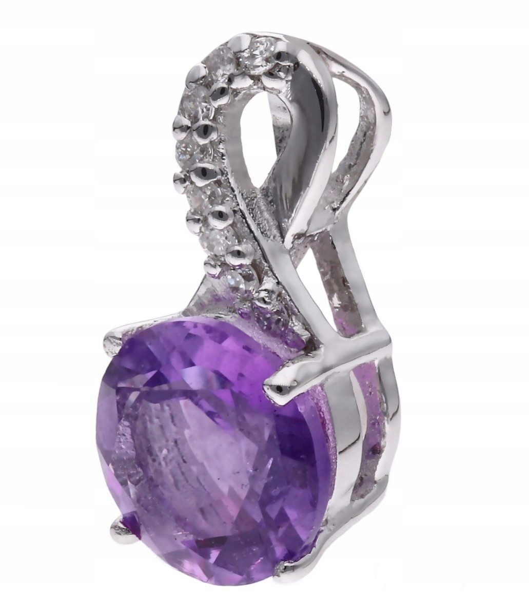 Stříbrný přívěsek Ag 925 Ametyst a diamanty CVD-3441-P-AM