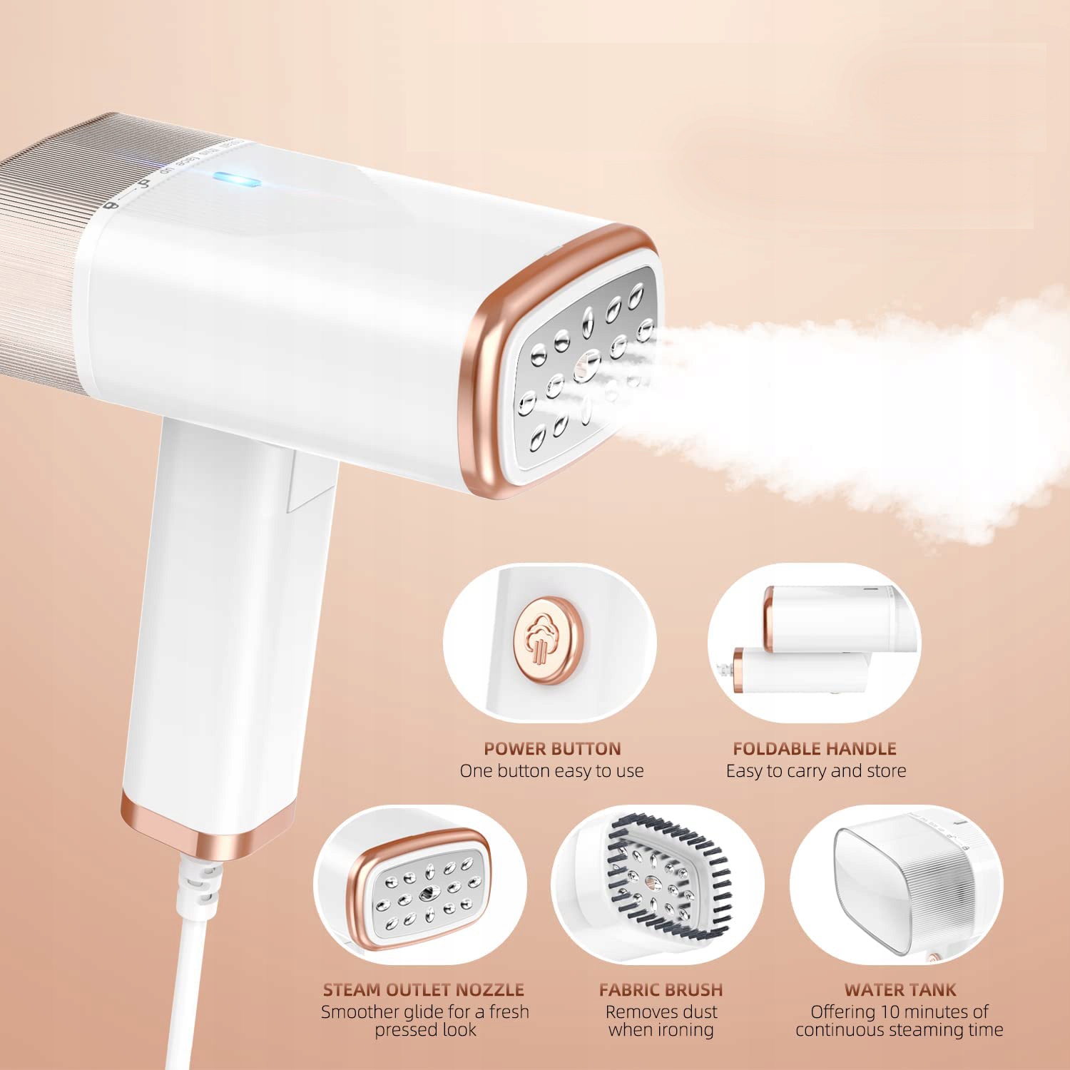 Steamer do ubrań zongs802 Portable Handheld Kolor dominujący biały