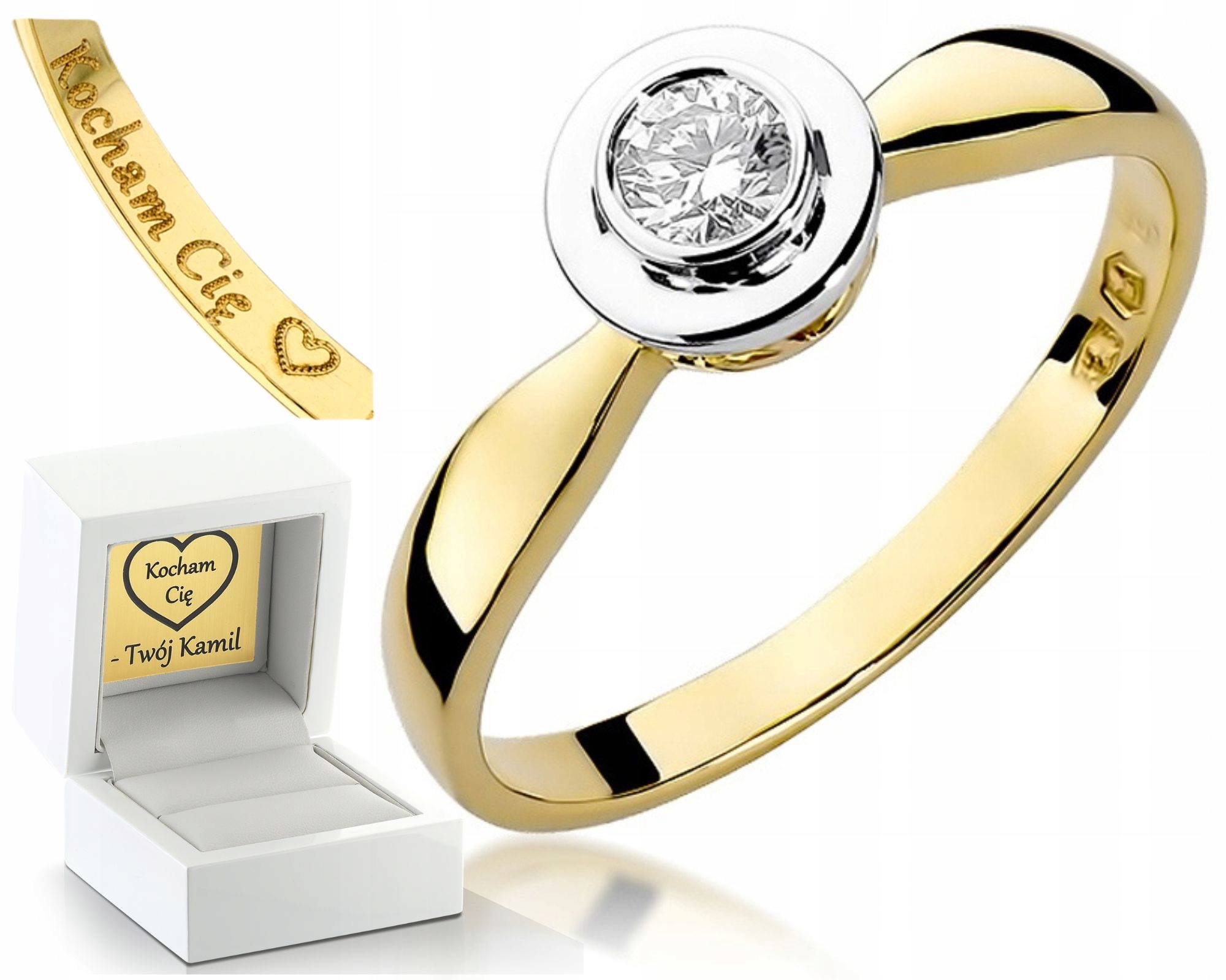 Prstýnek Brylant 0,15 Ct Klasika 0,585 Zásnubní Obchod Dárek