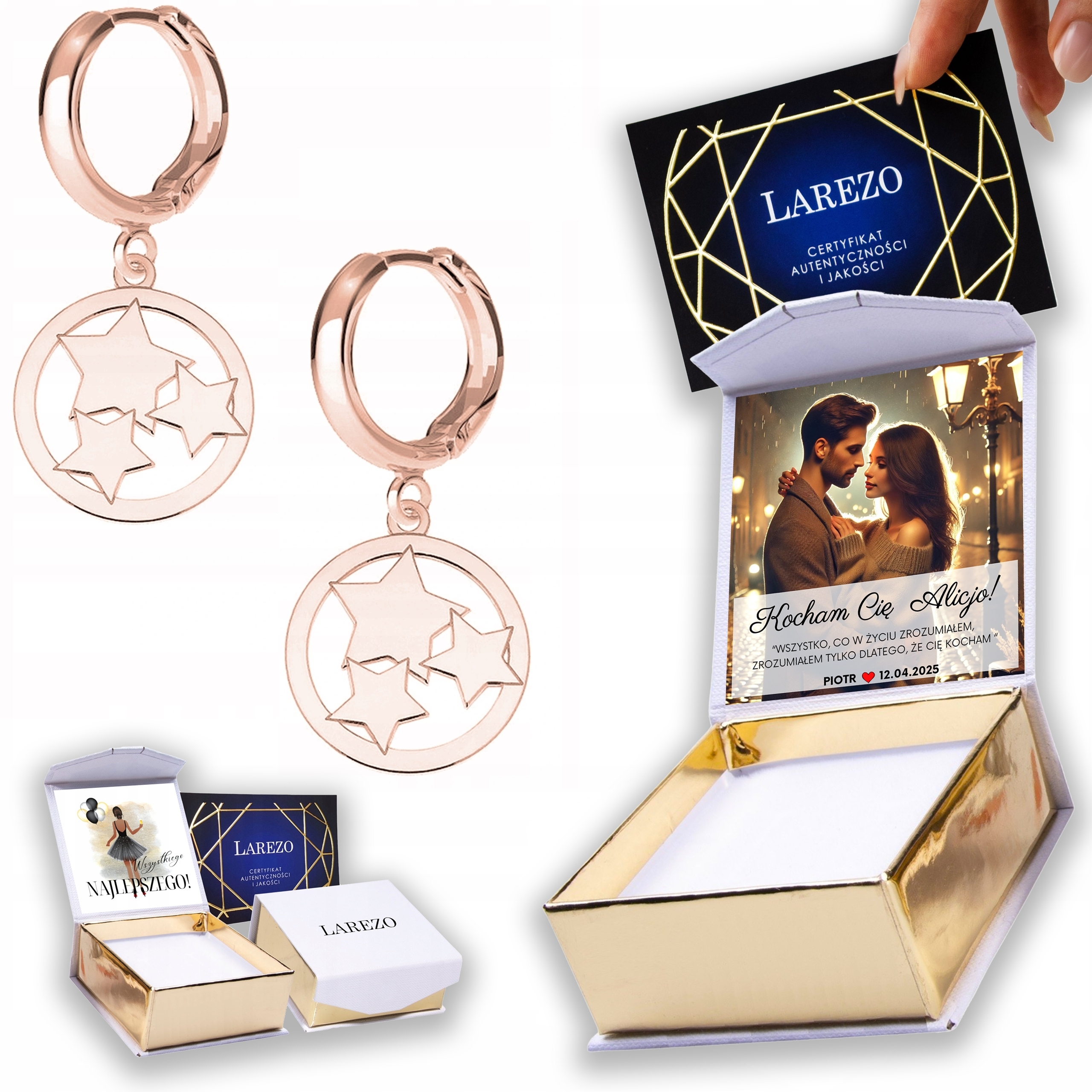 Náušnice Pozlacené 925 s hvězdičkami Plechy Hvězdy Hvězdičky Potisk