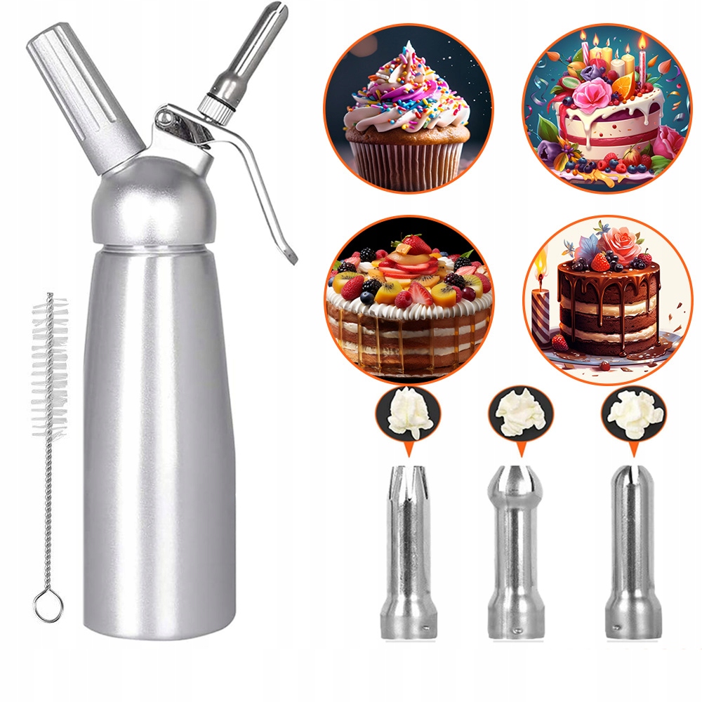 0.5 L Hliníkový Sifon Na Šlehačku Se 3 Nástavci Z Nerezové Oceli