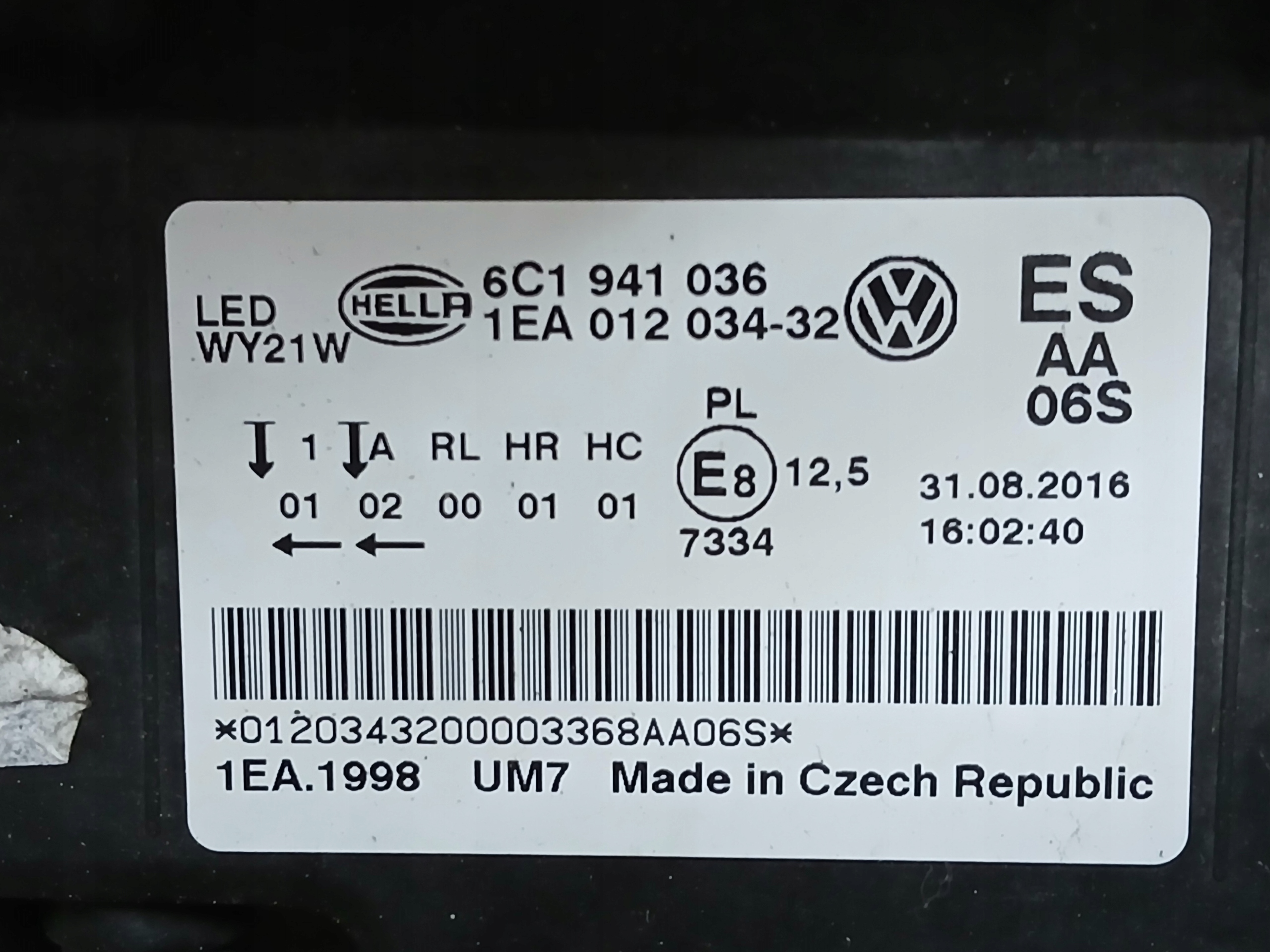light front right VW POLO 6C 14-17 FULL LED 6C1941036