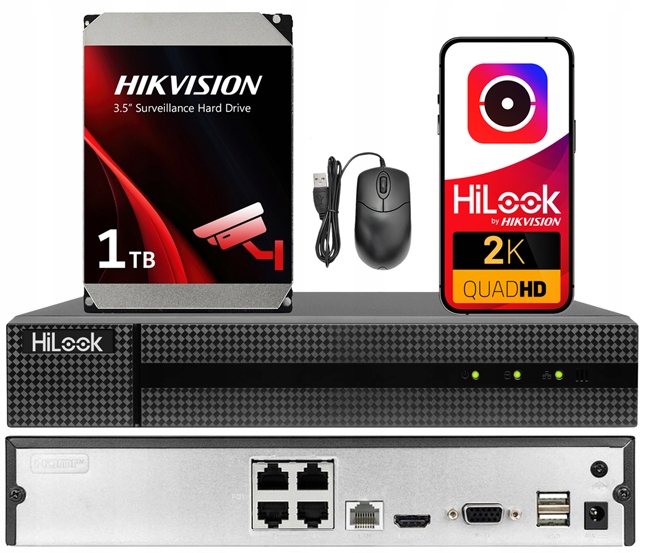 4x PoE Ip rekordér pro Ip kamery NVR-104MH-D/4P 1TB Disk Hikvision
