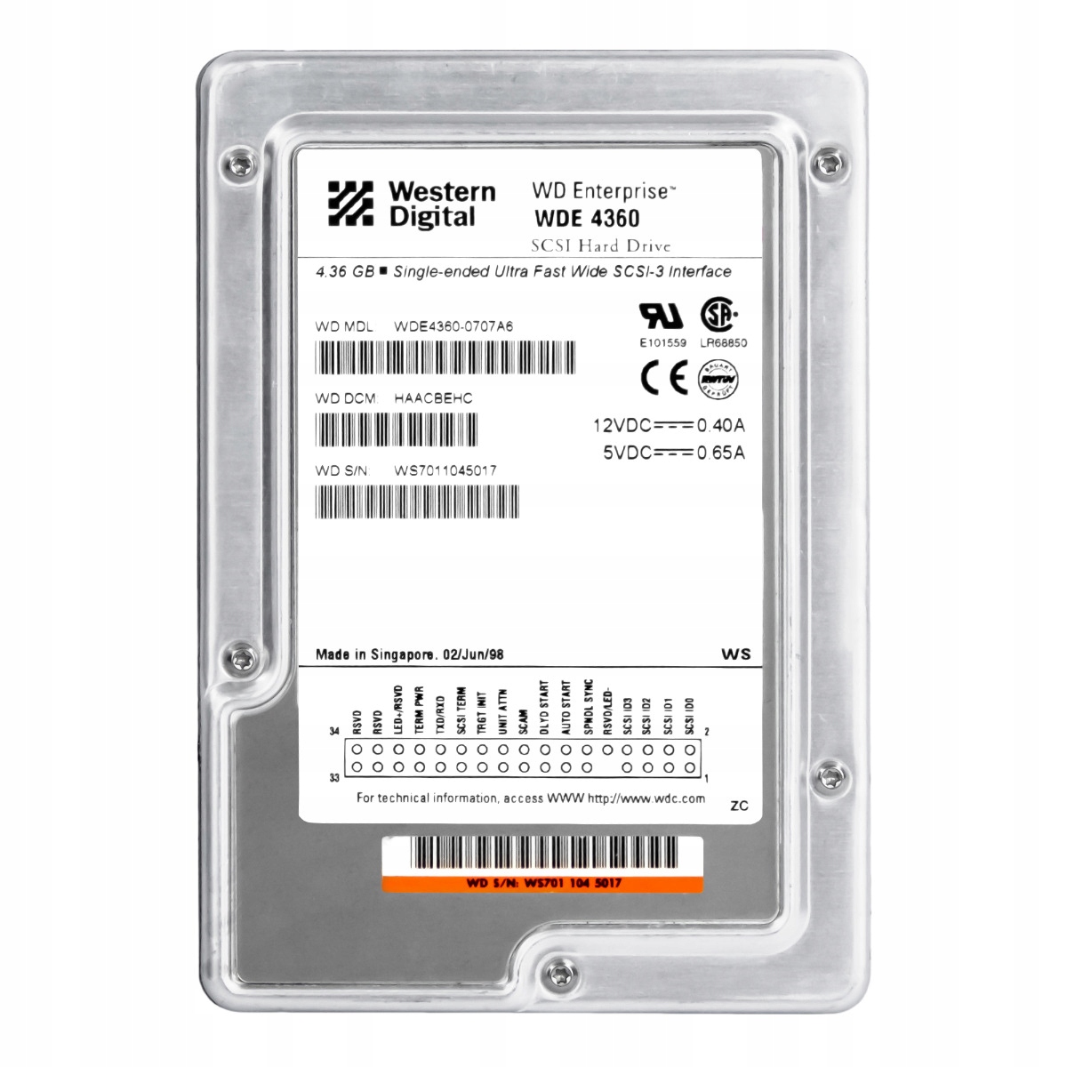 Wd Enterprise 4.36GB 7.2K Scsi 68-PIN 3.5'' WDE4360-0707A6