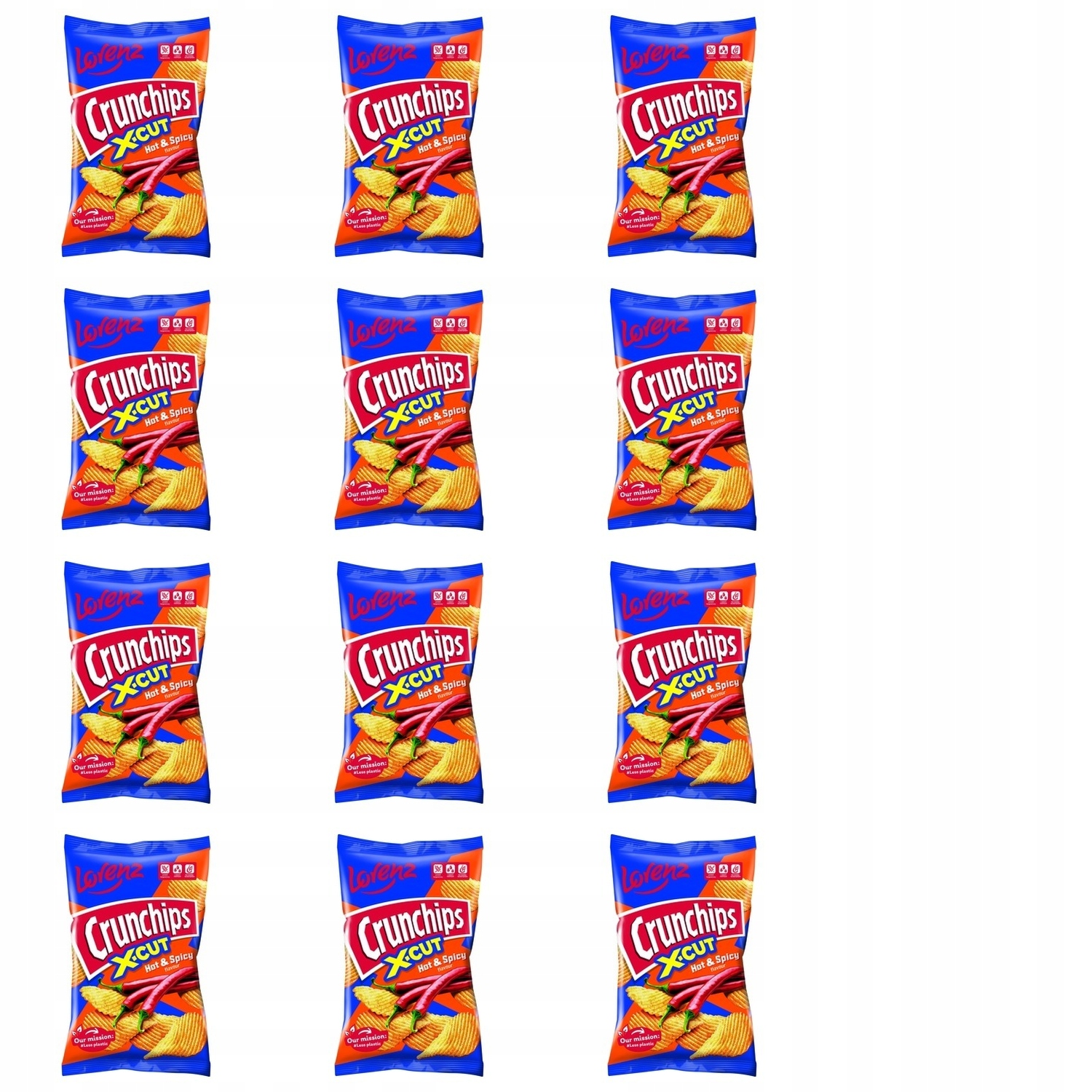 12x 130g Crunchips x-cut hot & spicy chipsy Karton