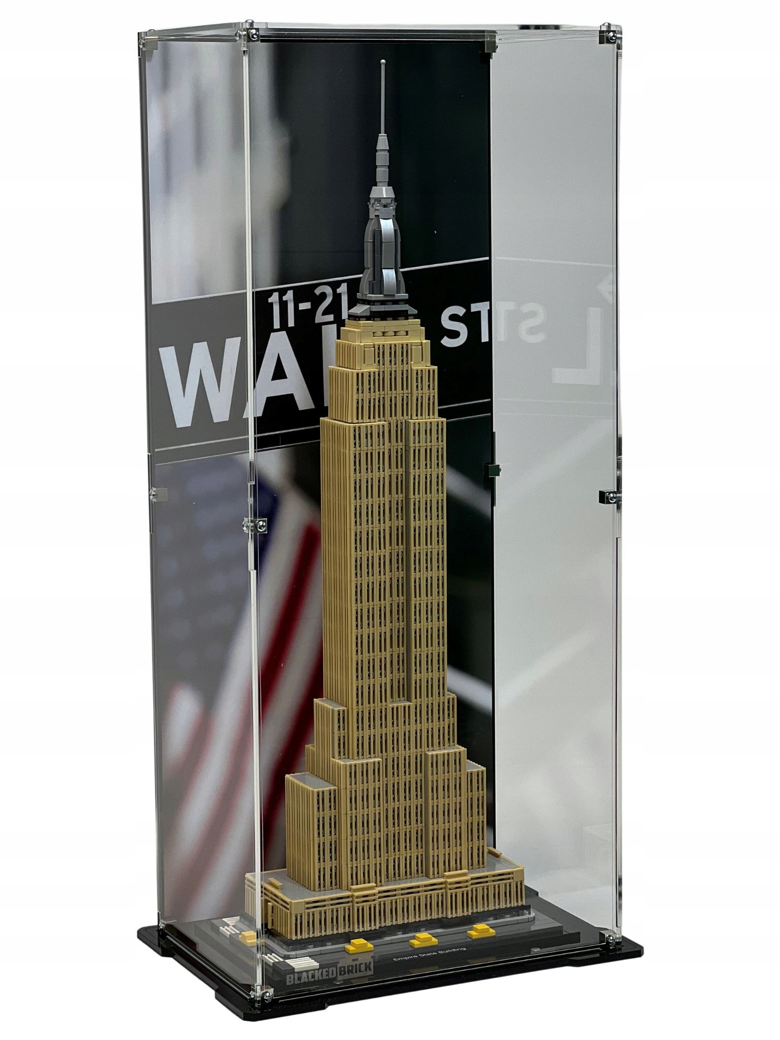 Vitrína s pozadím Blacked Brick pre Lego 21046 Architecture Empire State