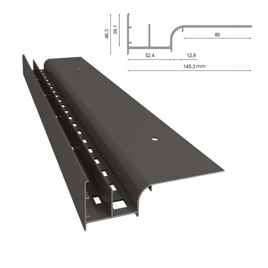 Odkvapový profil W20 pre vetrané terasy Renoplast Grafit Ral 7024
