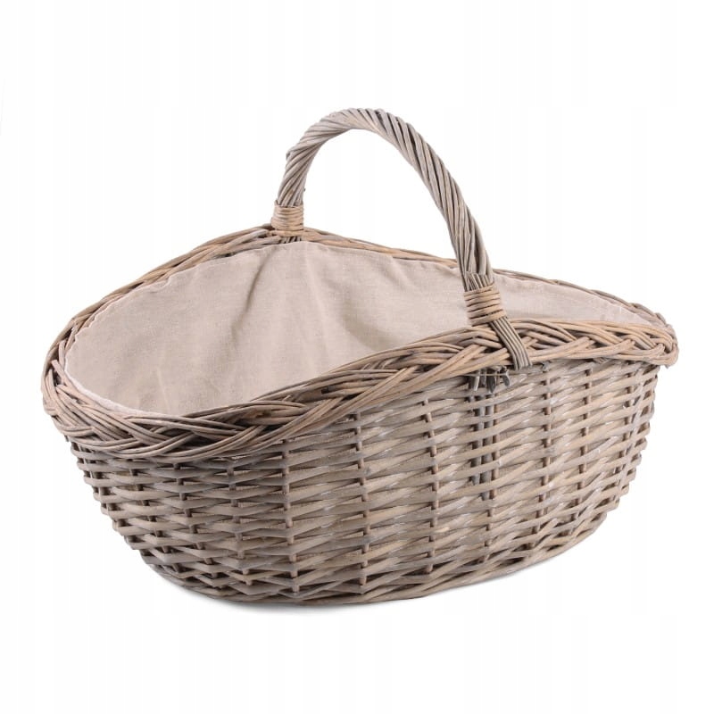 Šedý Proutěný Koš S Materiálem Na Nákupy Houby 48x35x31 cm