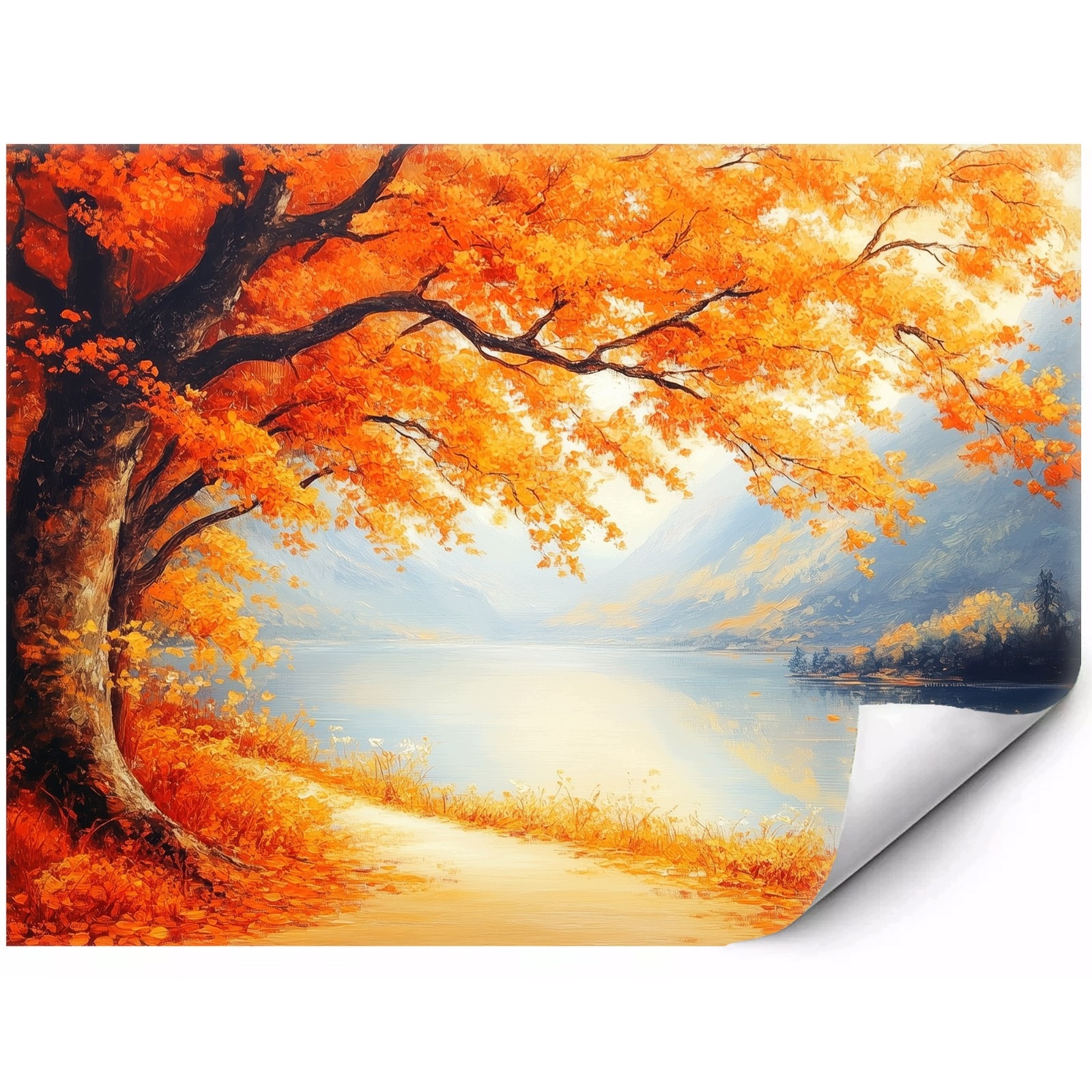 Samoprzylepna Fototapeta na Ścianę Drzewo nad górskim jeziorem 400x280 cm