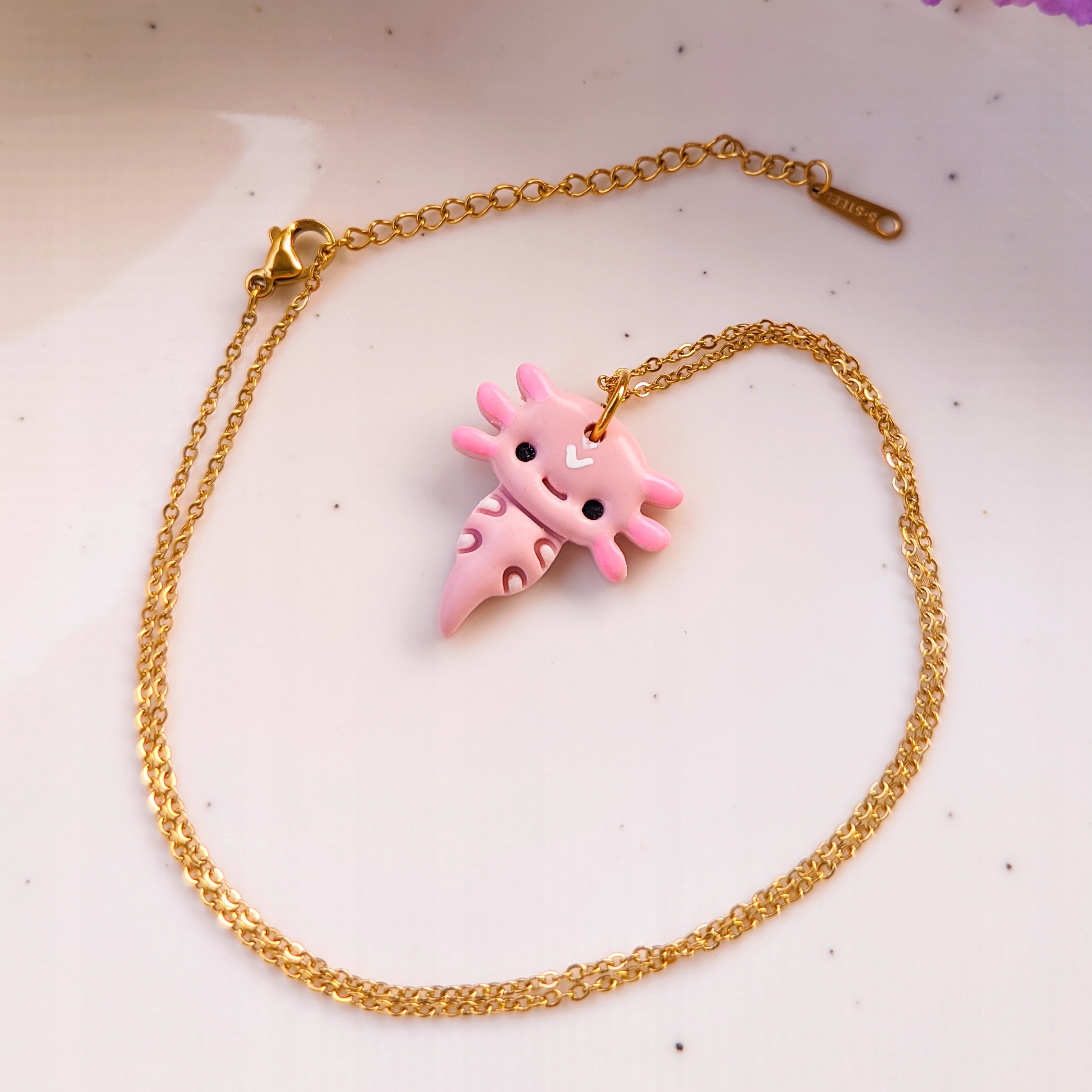 Náhrdelník axolotl, Mexická ambystoma, salamandra, v boho stylu