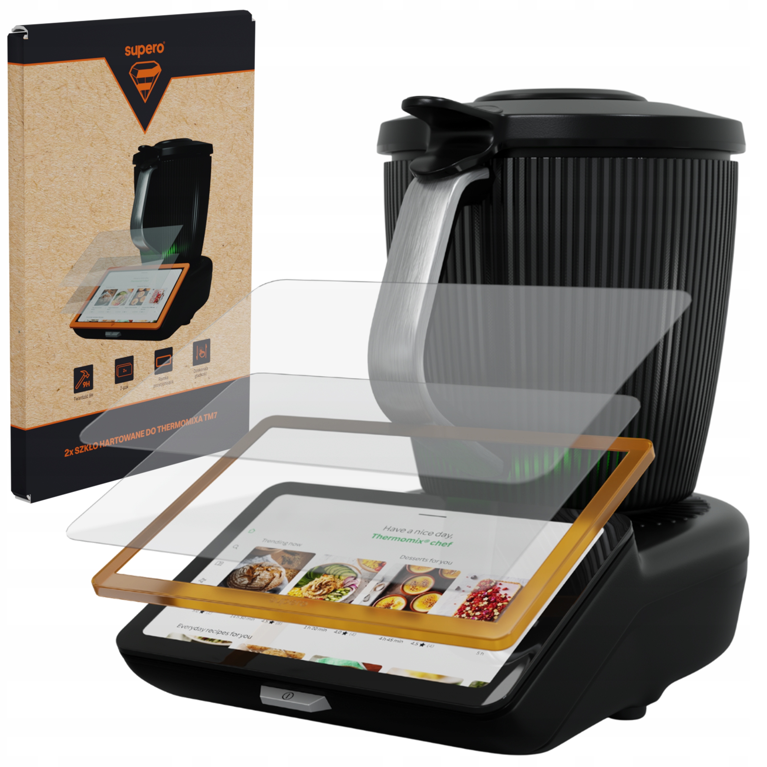 Szkło hartowane do Thermomix TM7, ochronne 9H szybka z Aplikatorem 2 sztuki