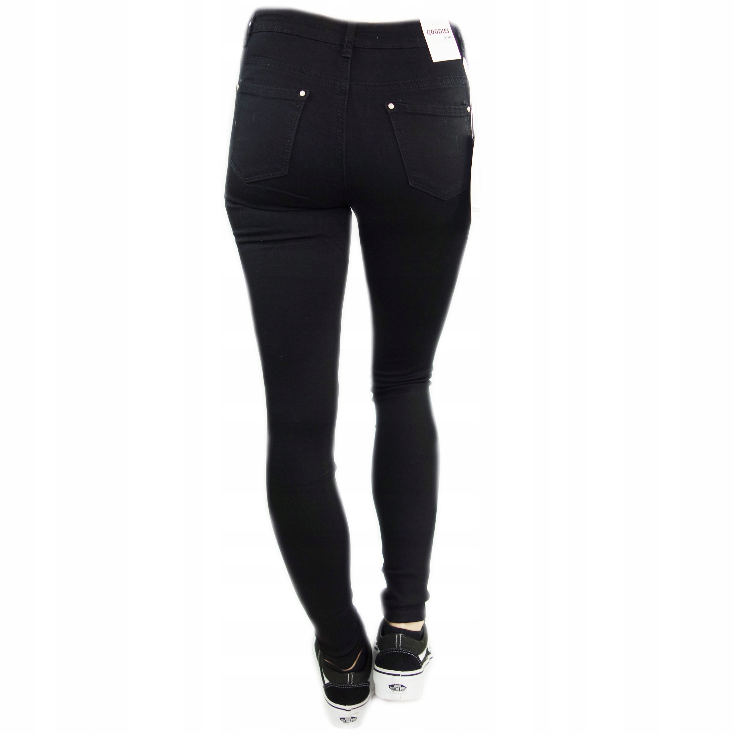 SPODNIE JEANS CZARNE DAMSKIE RURKI PLUS SIZE Zapięcie guziki