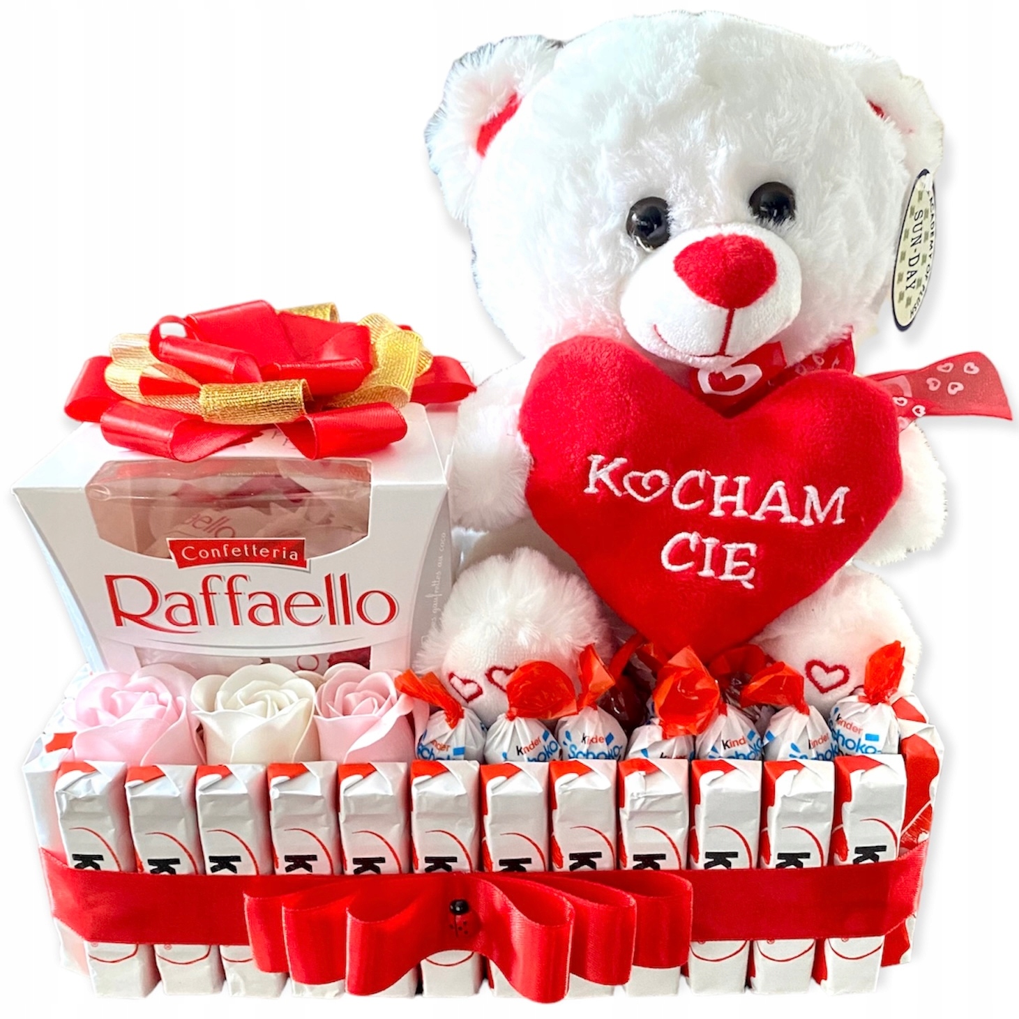 

na Dzień Mamy Miś z sercem Zestaw Kosz Box