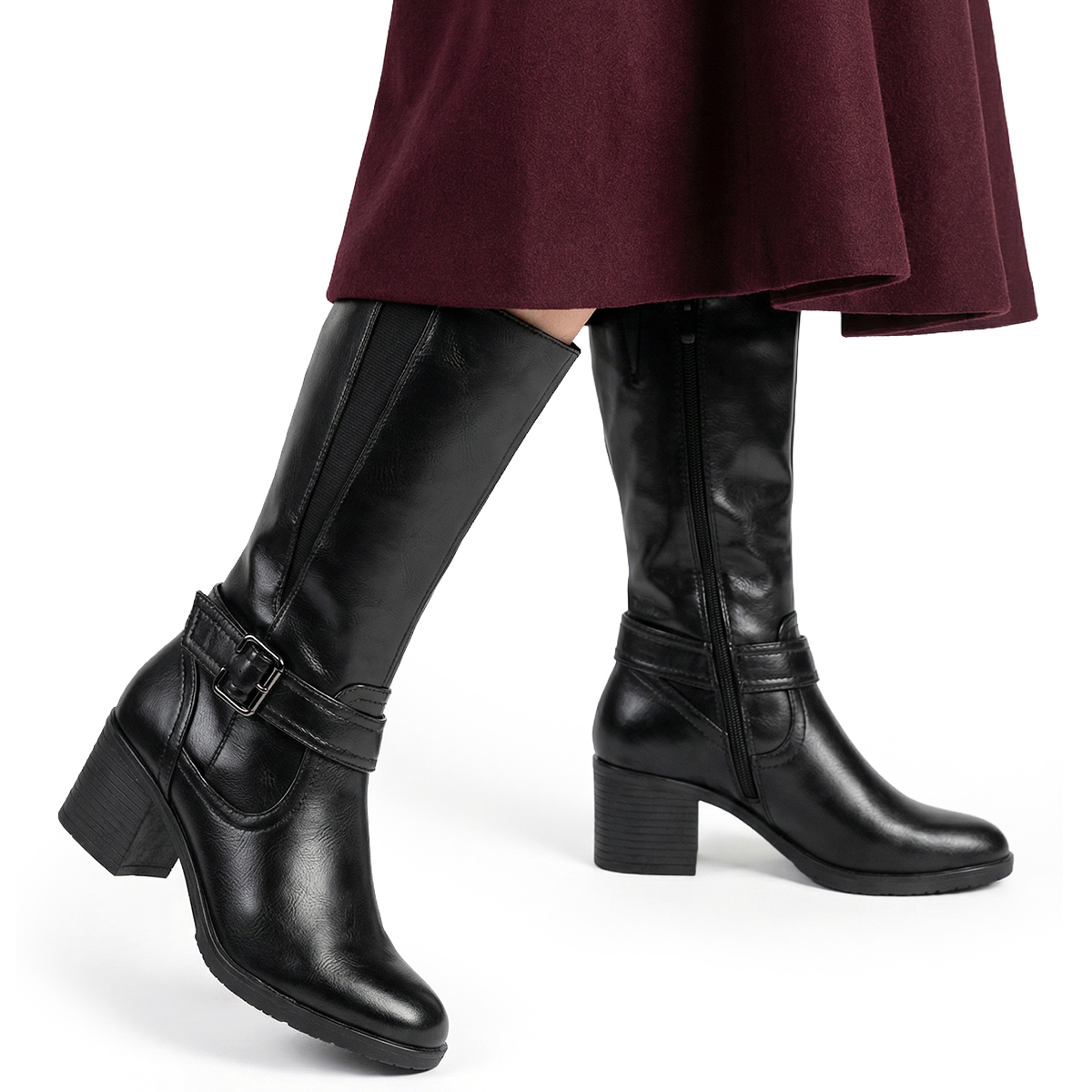 Kozačky na sloupku zateplené Vlna stabilní Širší pohodlné Zip Wojtyłko 40