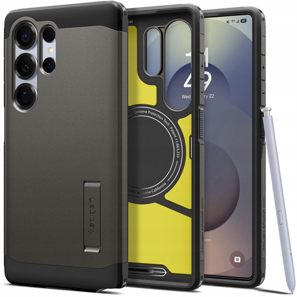 Pouzdro Spigen Tough Armor MagSafe na Samsung Galaxy S25 Ultra šedé