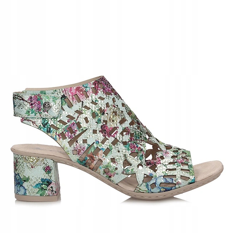 Dámské sandály Rieker 64780-92 s barevnou perforací na podpatku a volnou patou