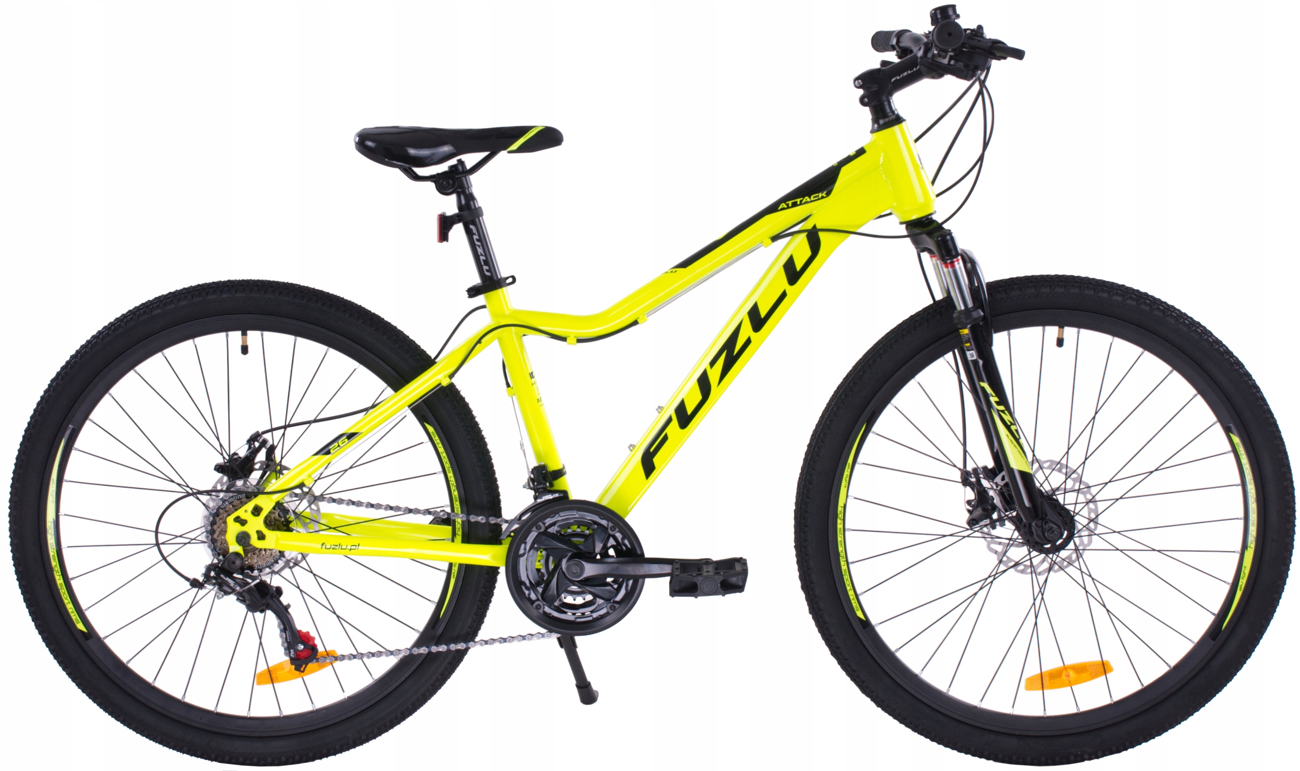 Rower górski junior Fuzlu Attack 26 stal (15") limonkowo-czarny połysk