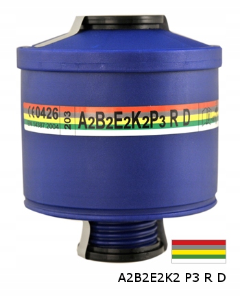 Filtropohlcovač ABEK1 P3 plynový filtr chemický 1 ks závit Rd 40 pár