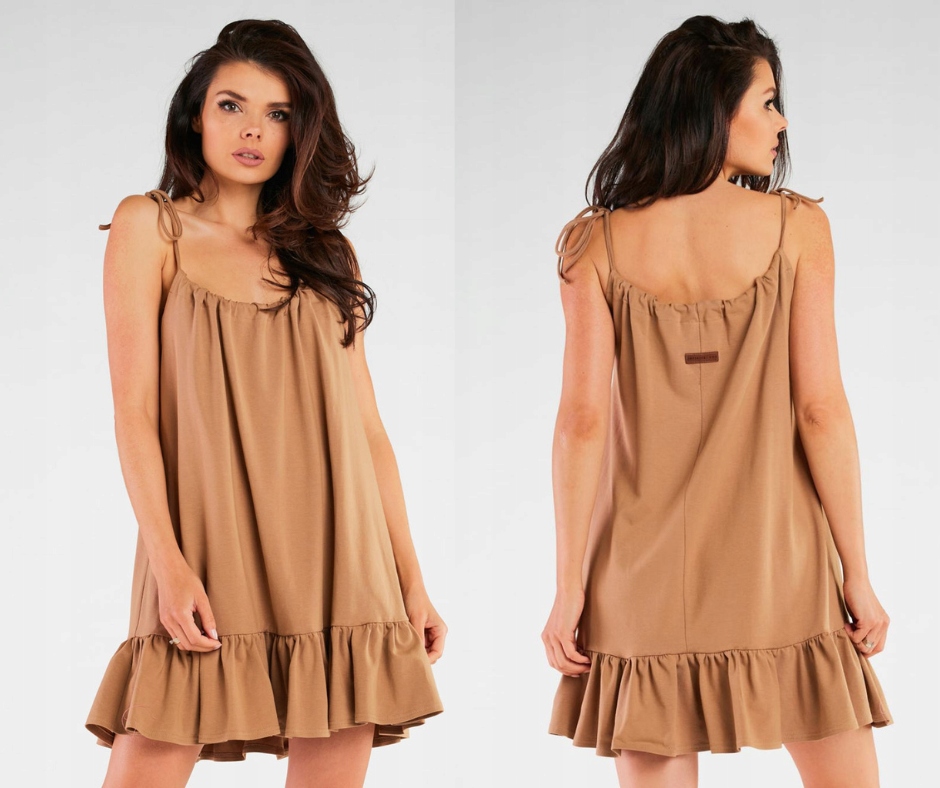 Volná šaty s oversize ramínky volánek S/m