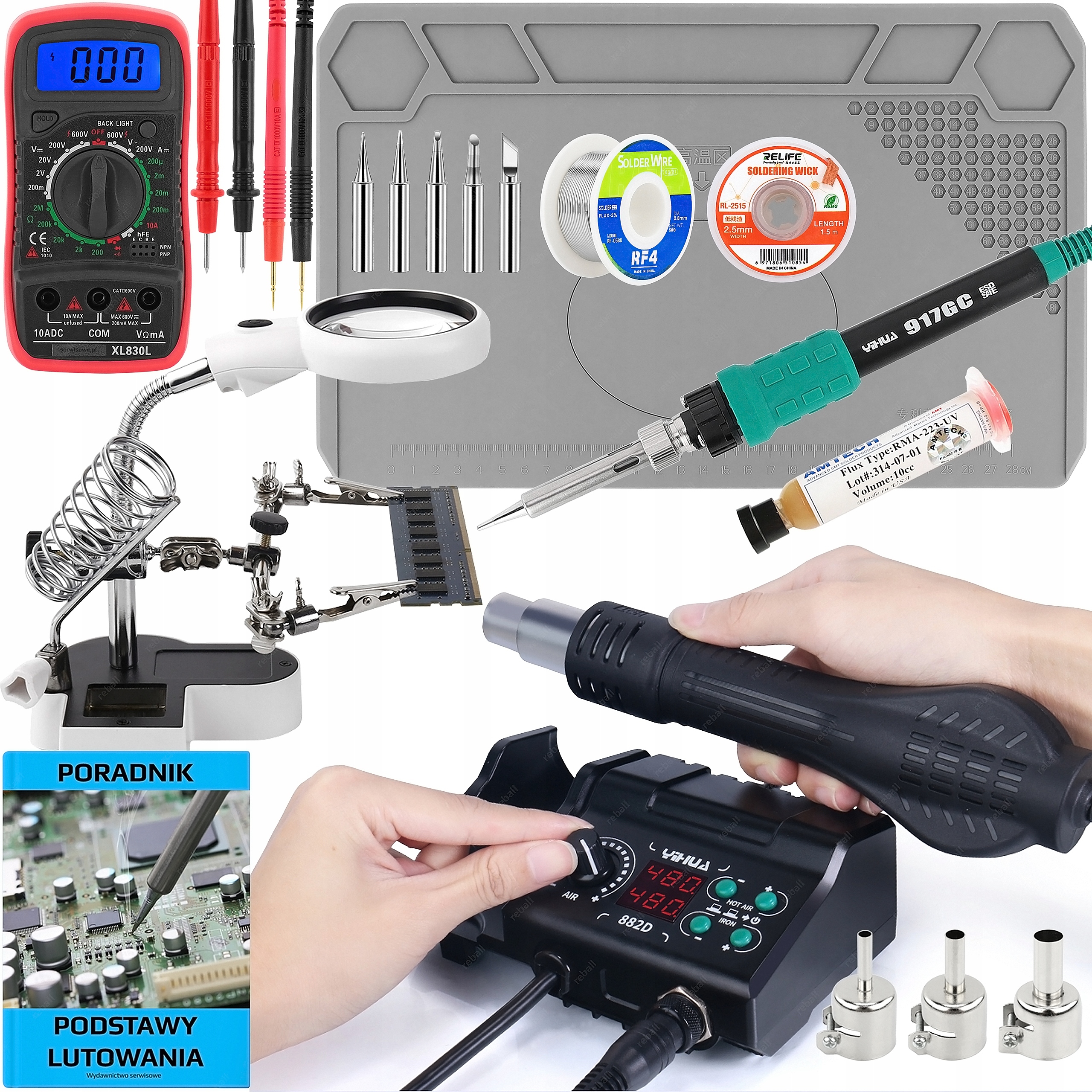 Přesná Pájecí Stanice Hot Air Yihua 2v1 882D Příslušenství