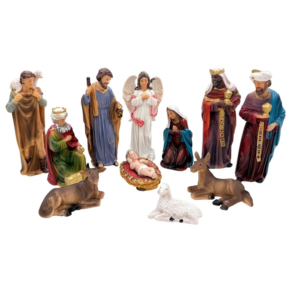 Figurky Do Betlému 13 CM, Sada 11 Figurek Do Jeslí Stáje