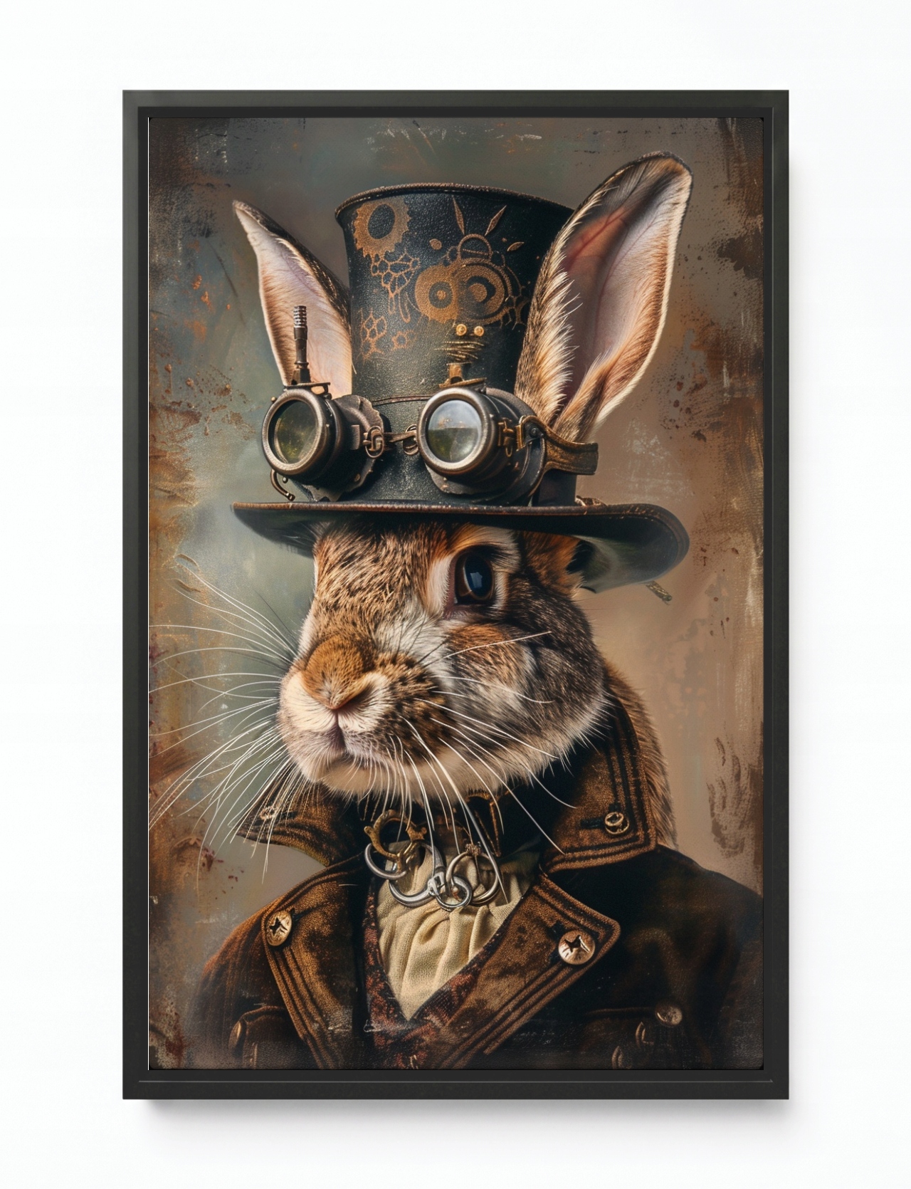 Obraz Rám American Box Portrét Králík Zajíc Steampunk Industrial 80x120