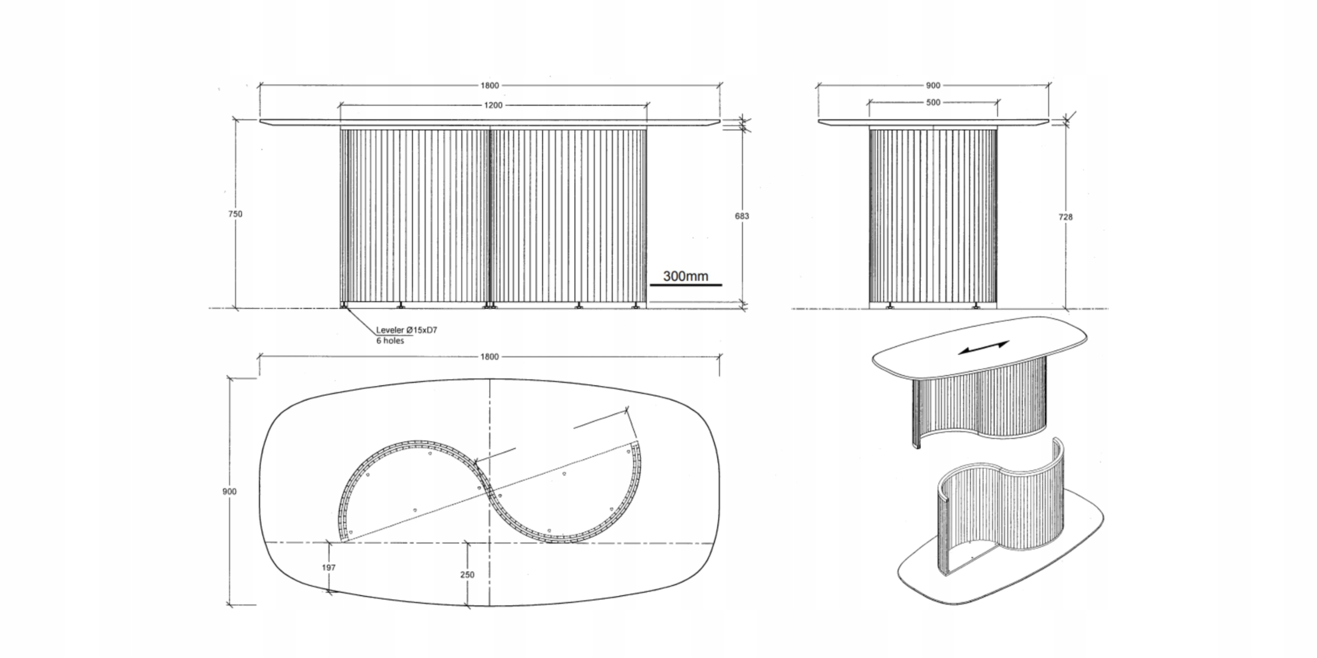 STÓŁ do jadalni LAMELE jesion Wysokość mebla 90 cm