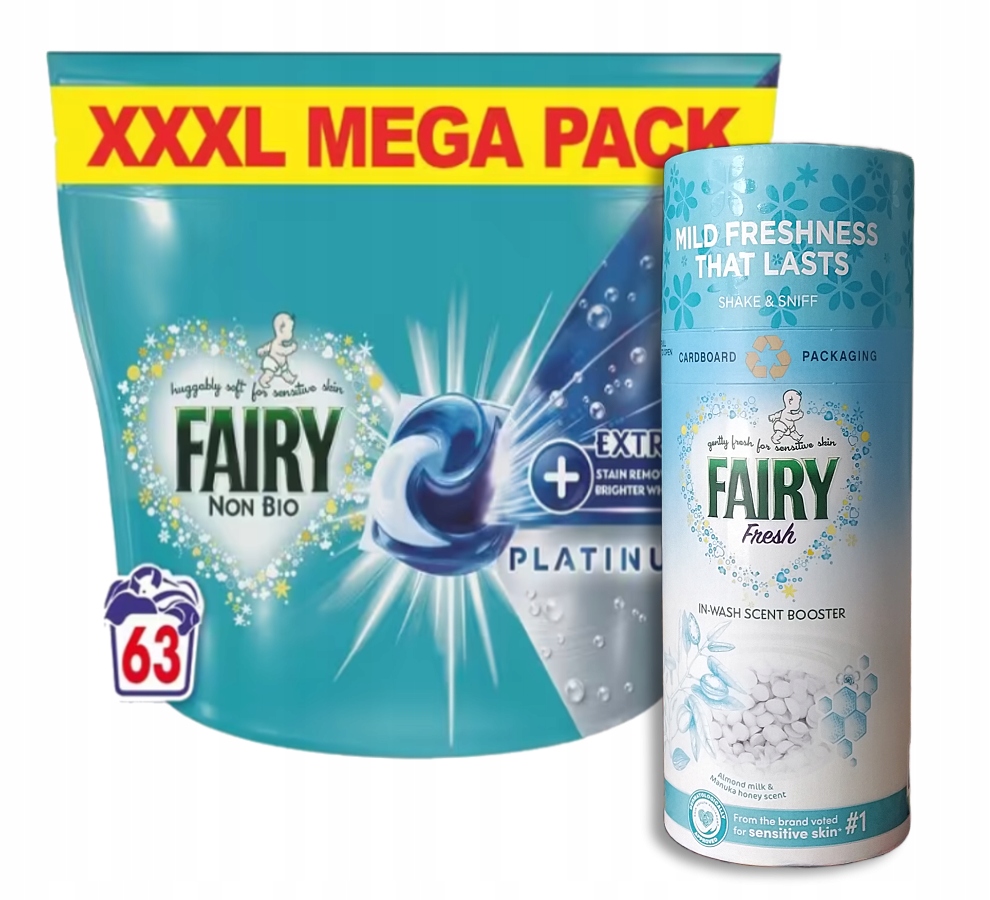 Levně Fairy Fresh Sensitive Perličky kapsle Fairy Non Bio Extra Platinum 63ks