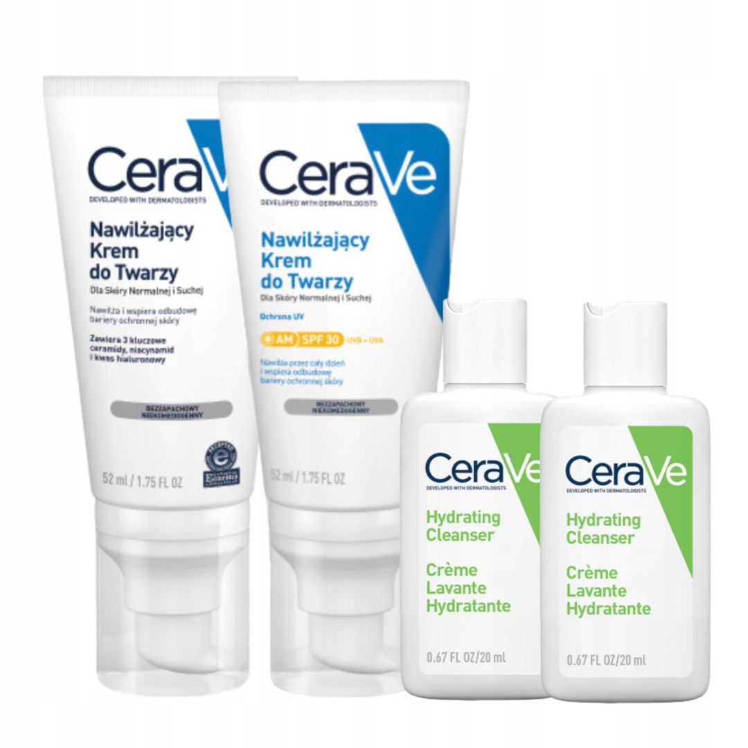 CeraVe Zestaw Krem Nawilżający do Twarzy Spf 30 52ml, Krem do Twarzy 52ml