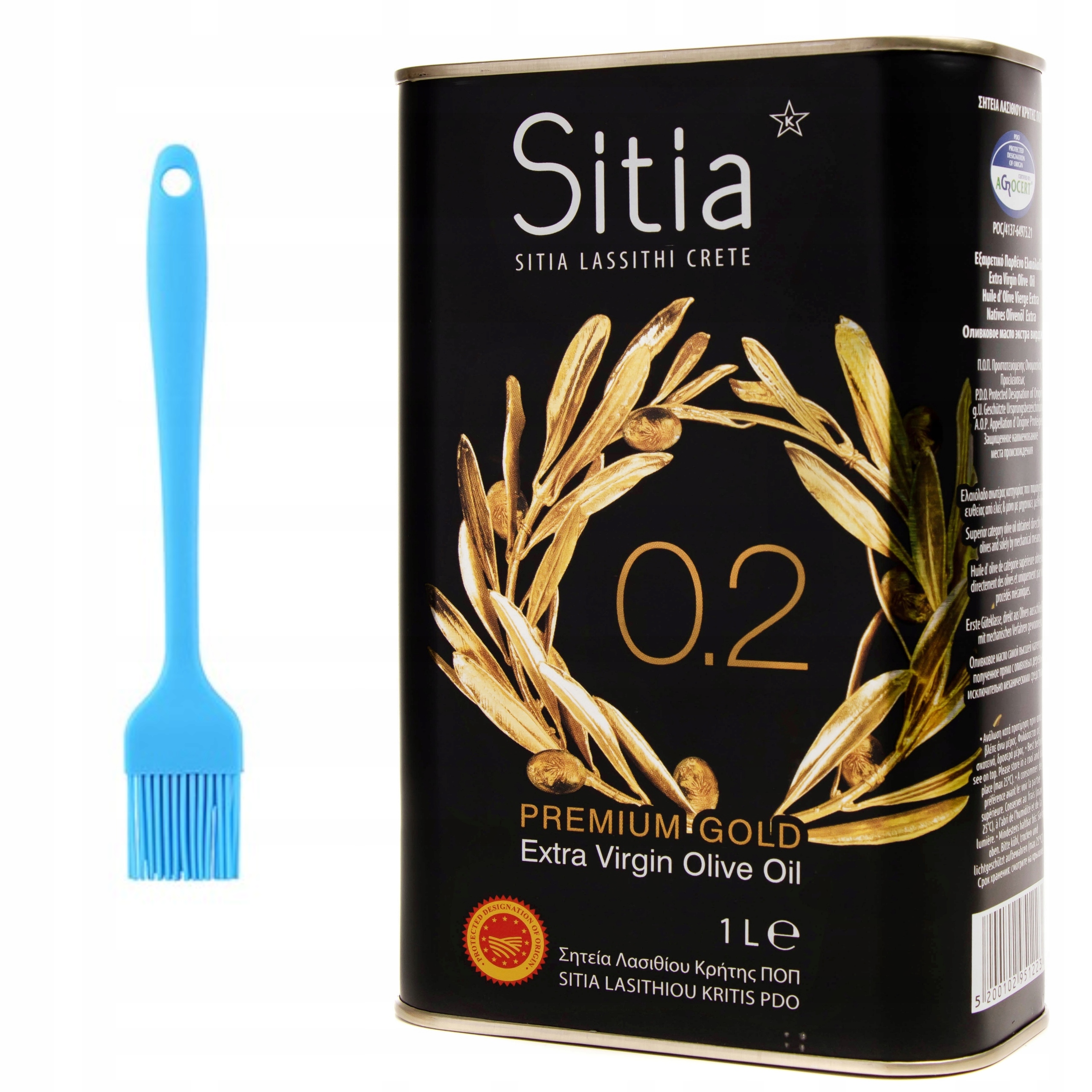 Oliwa z oliwek Extra Virgin 1l+pędzelek do smarowania Grecka Sitia w puszce