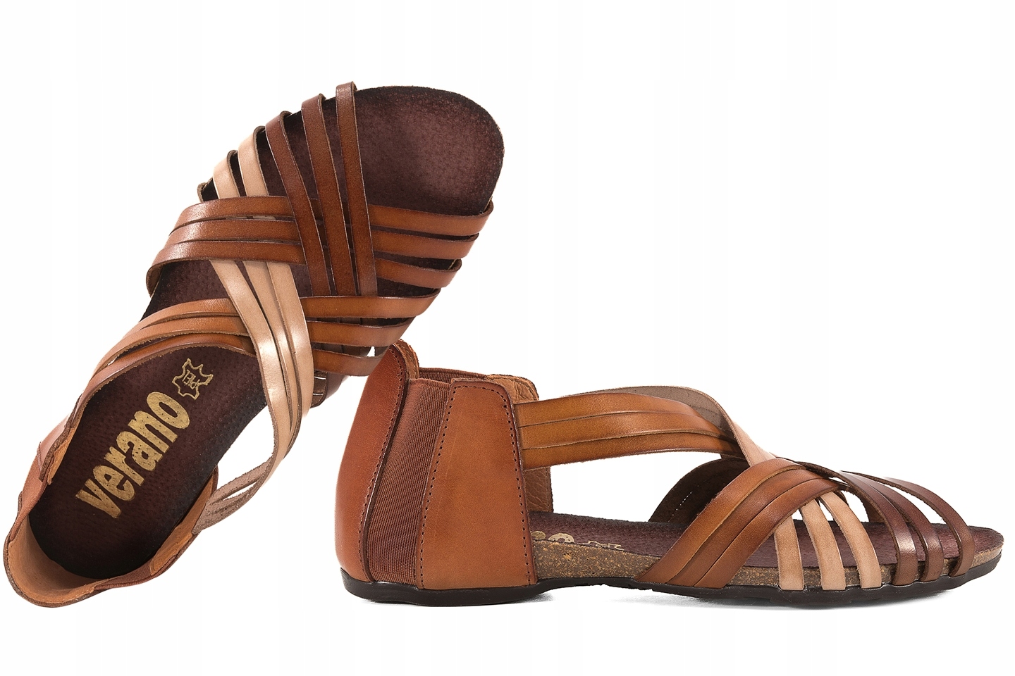 Verano 1204 Španělské Dámské Sandály Kůže hnědé 38 Hnědá
